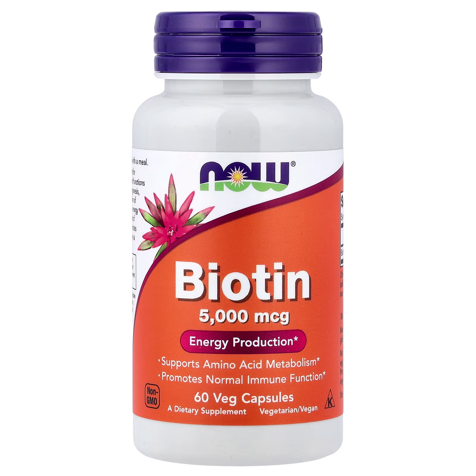 Biotina, 5000 mcg, 60 cápsulas vegetales, NOW Foods