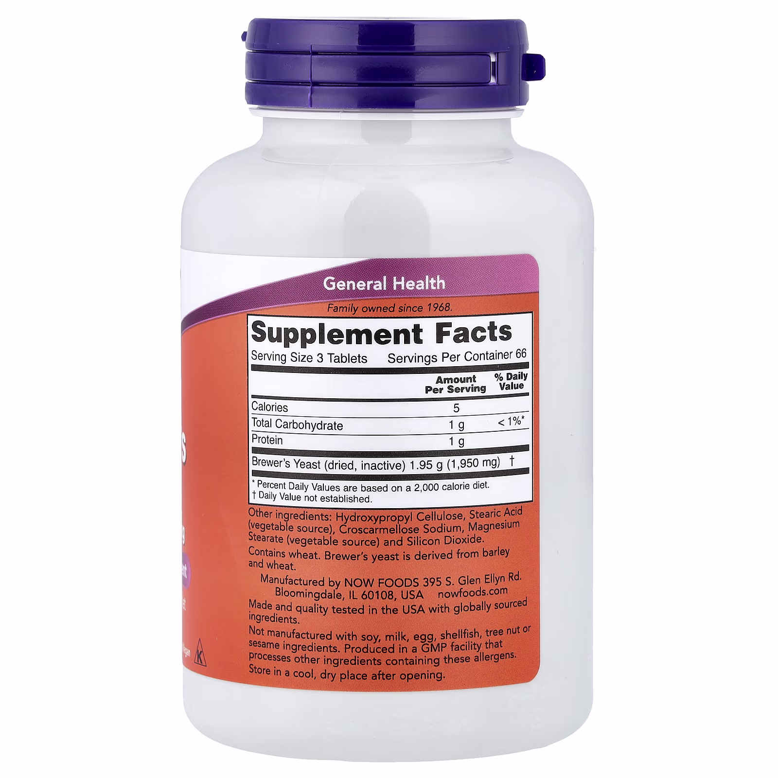 Levadura de cerveza, 650 mg, 200 tabletas, NOW Foods