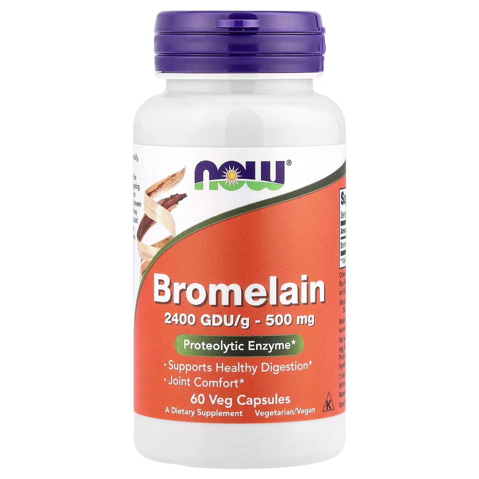 Bromelina, 500 mg (2400 UDG/g), 60 cápsulas vegetales, NOW Foods