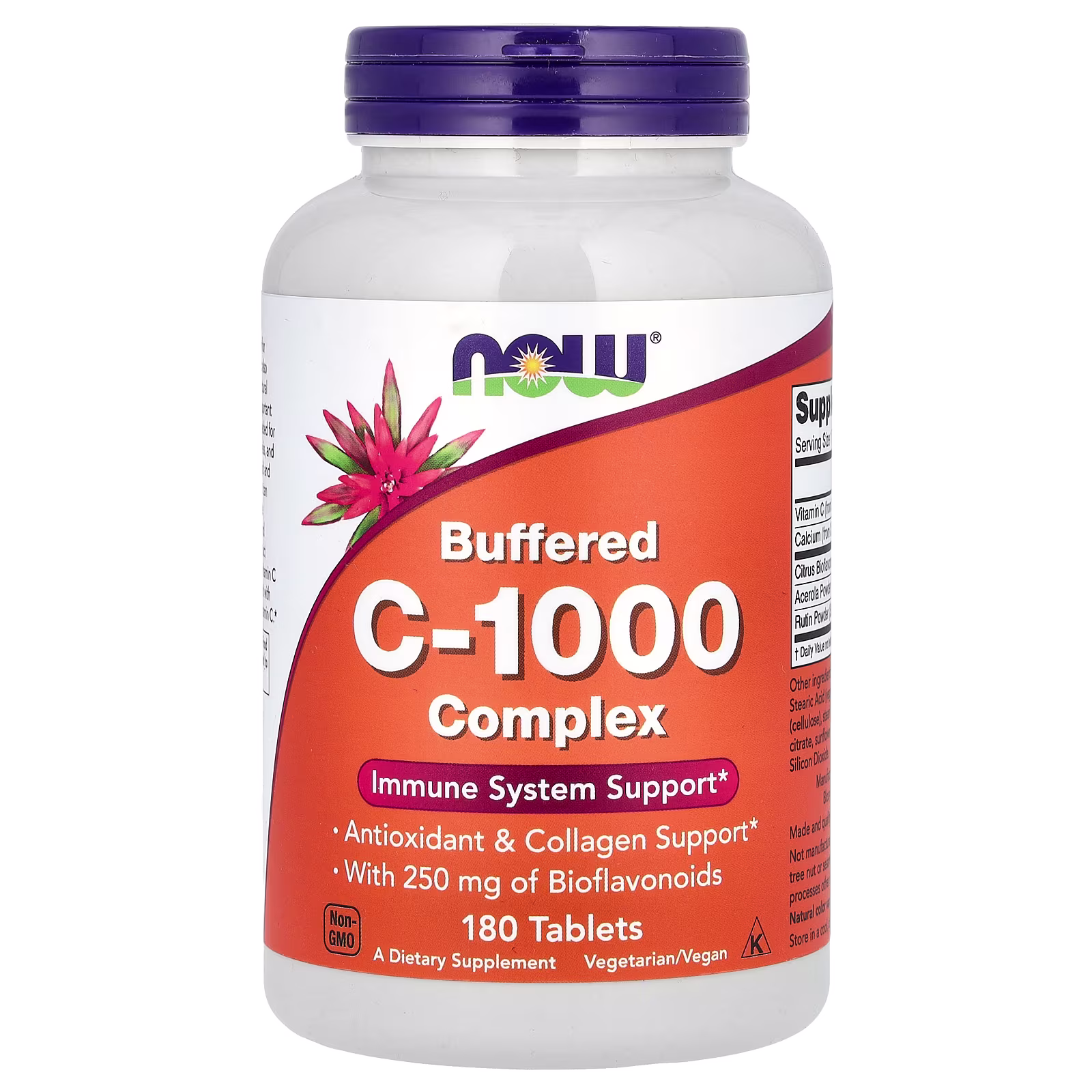 Vitamina C-1000 regulada con bioflavonoides, 180 tabletas, NOW Foods