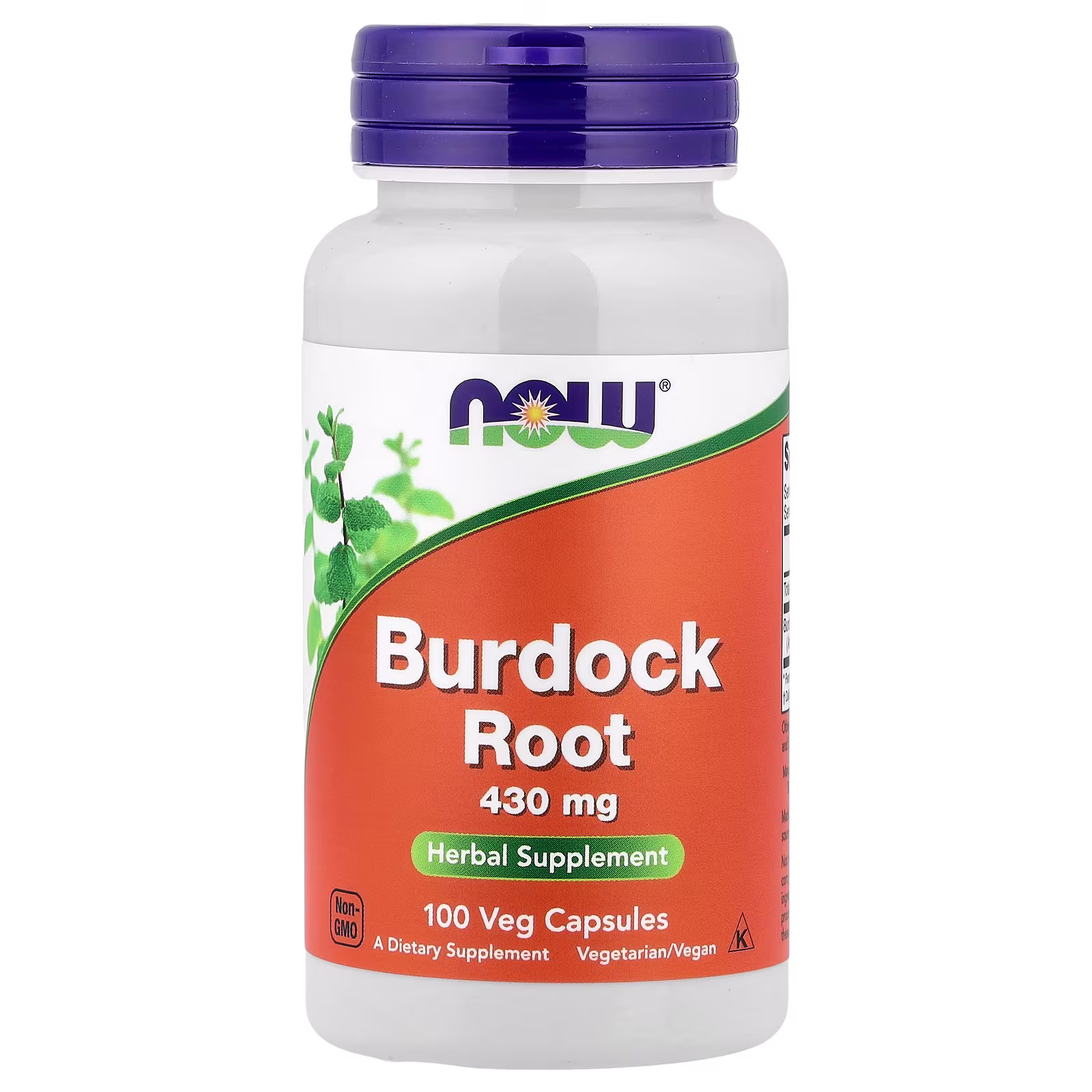 Raíz de bardana, 430 mg, 100 cápsulas vegetales, NOW Foods