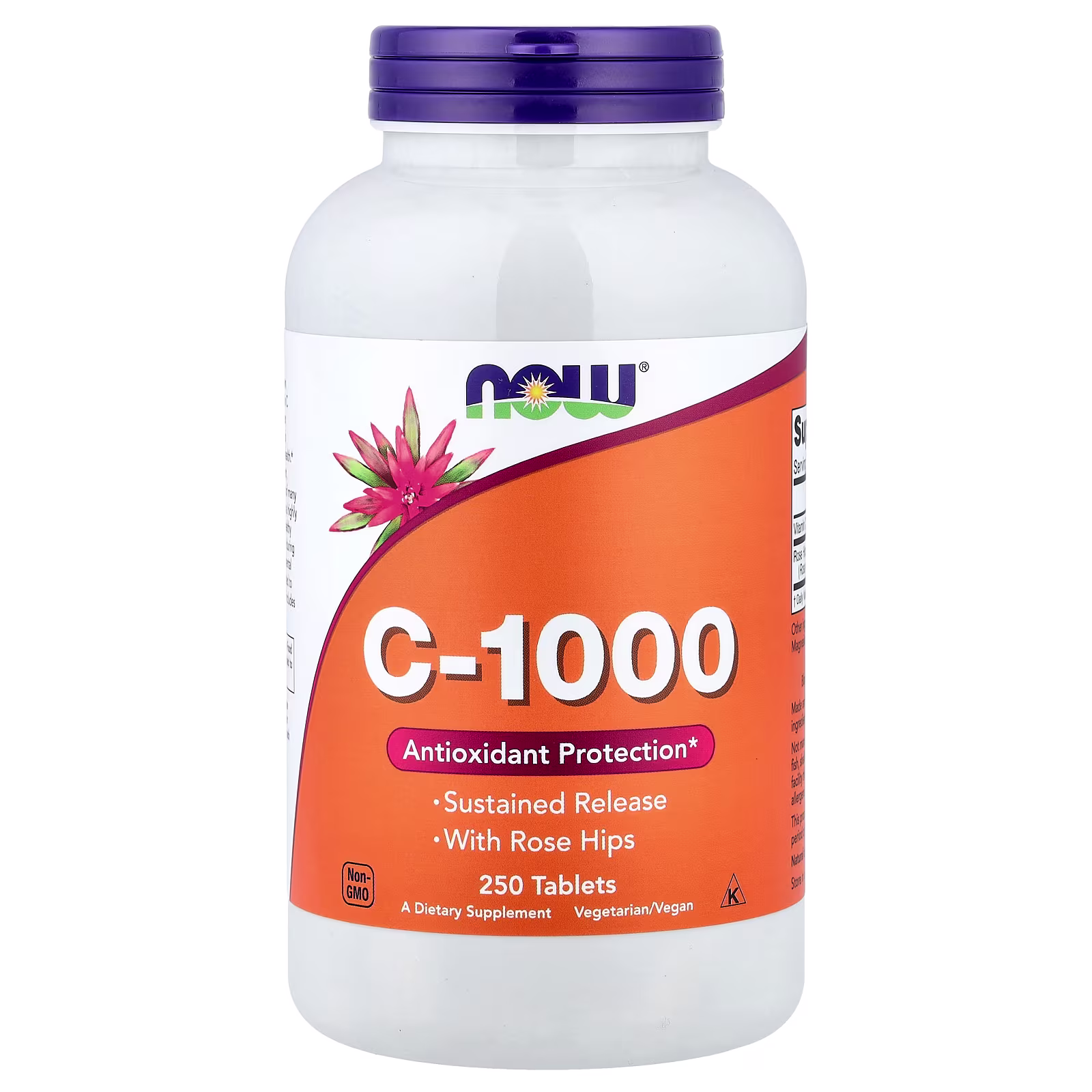 Vitamina C-1000, 250 tabletas, NOW Foods