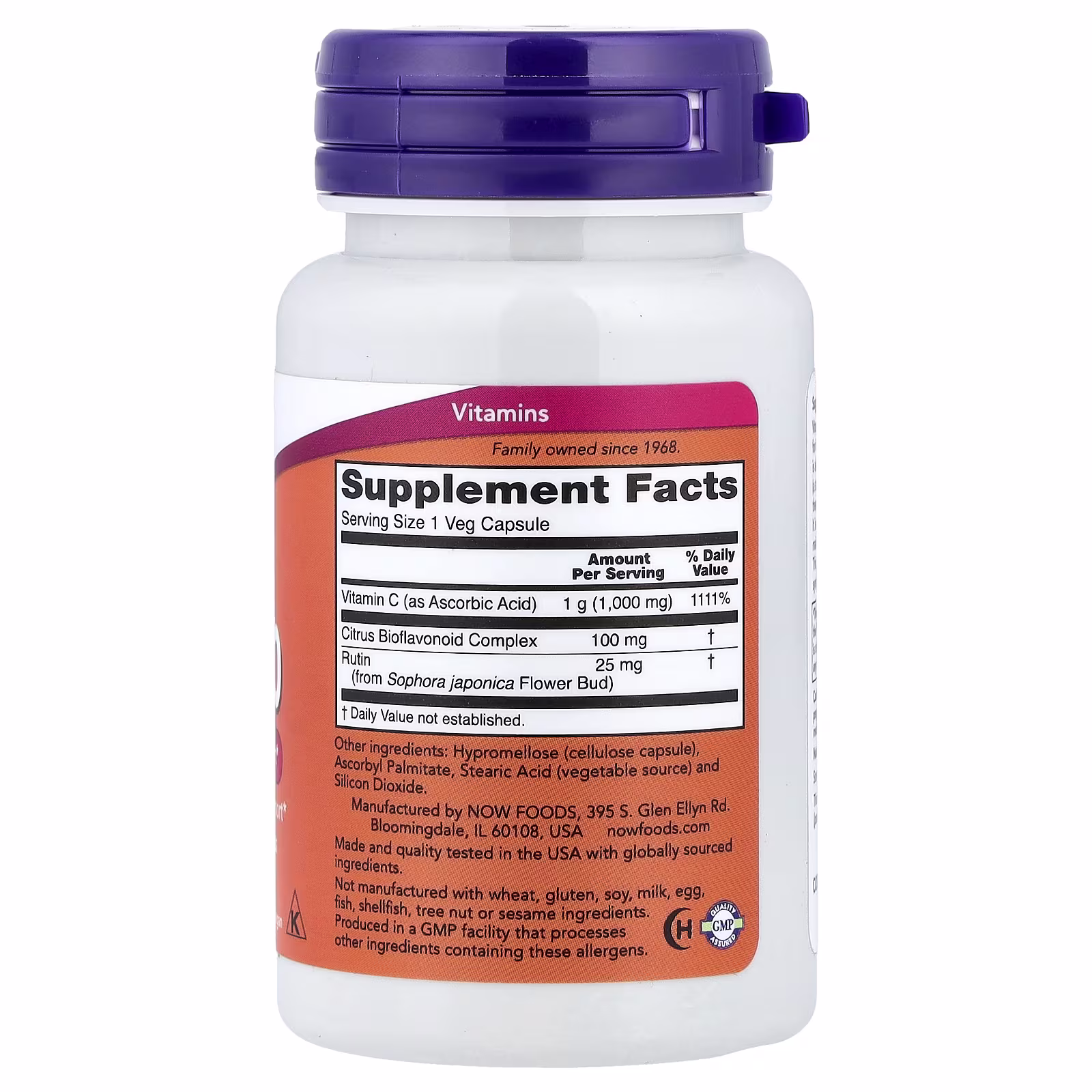 Vitamina C-1000, 30 cápsulas vegetales, NOW Foods