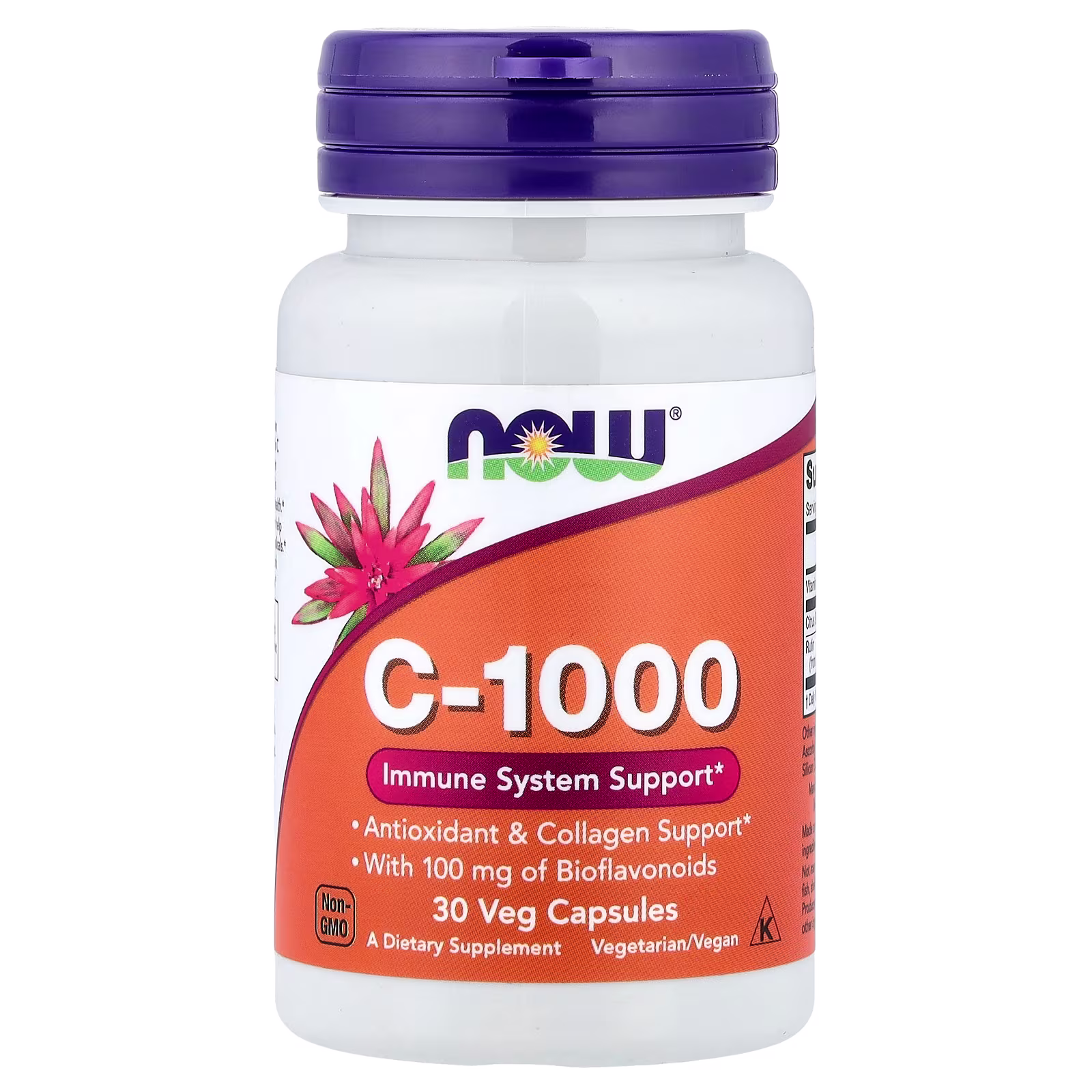 Vitamina C-1000, 30 cápsulas vegetales, NOW Foods