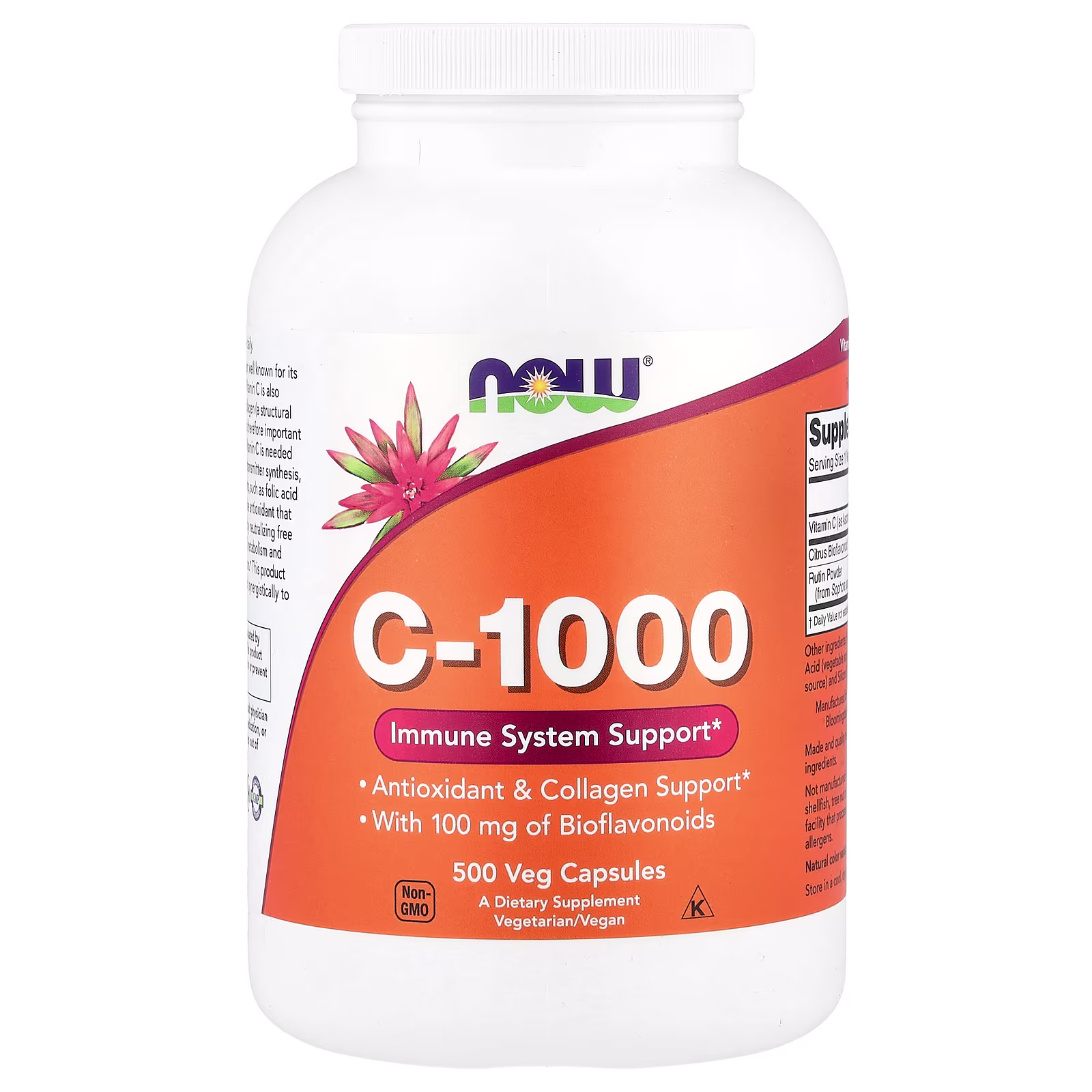 Vitamina C-1000, 500 cápsulas vegetales, NOW Foods