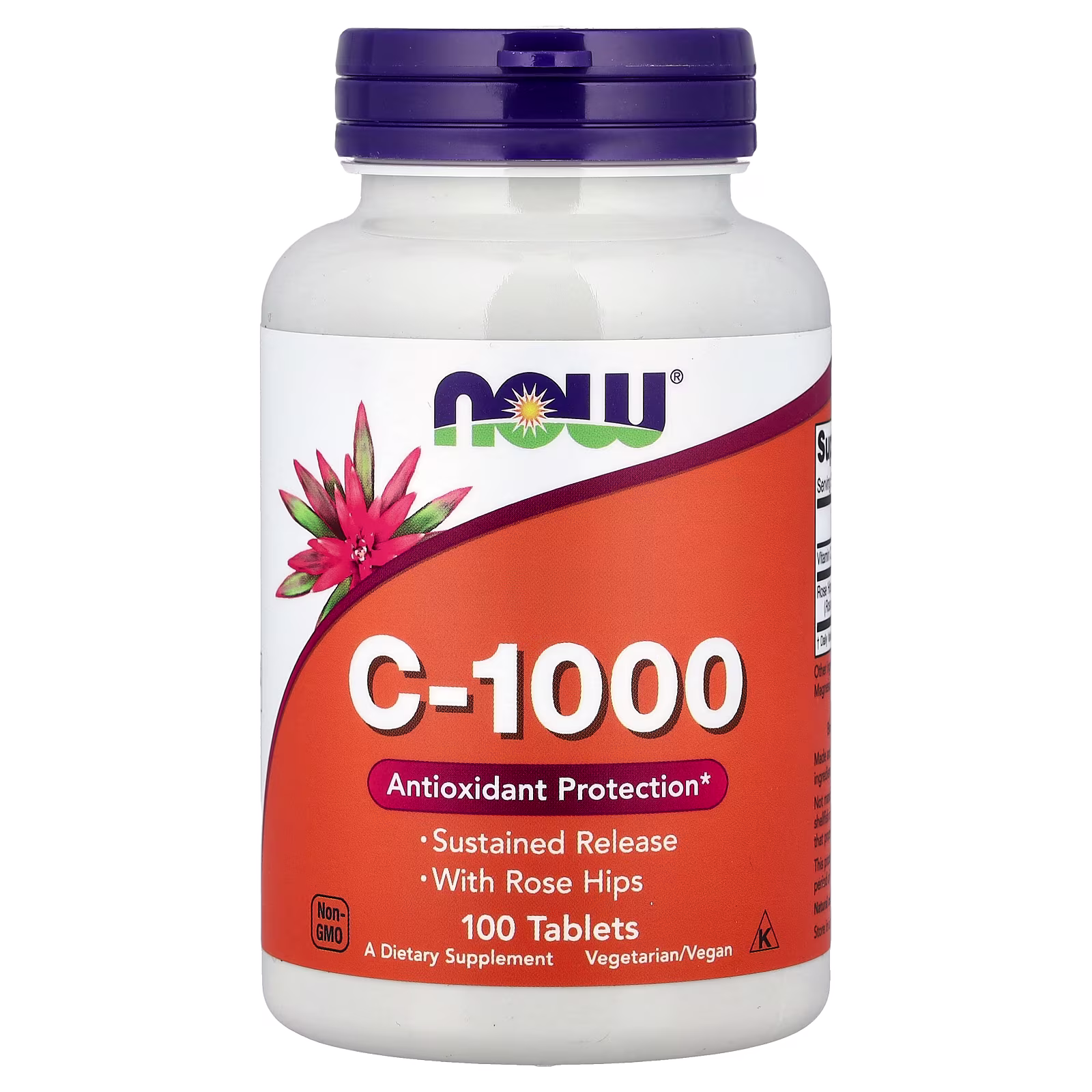 Vitamina C-1000 con rosa mosqueta, 100 tabletas, NOW Foods