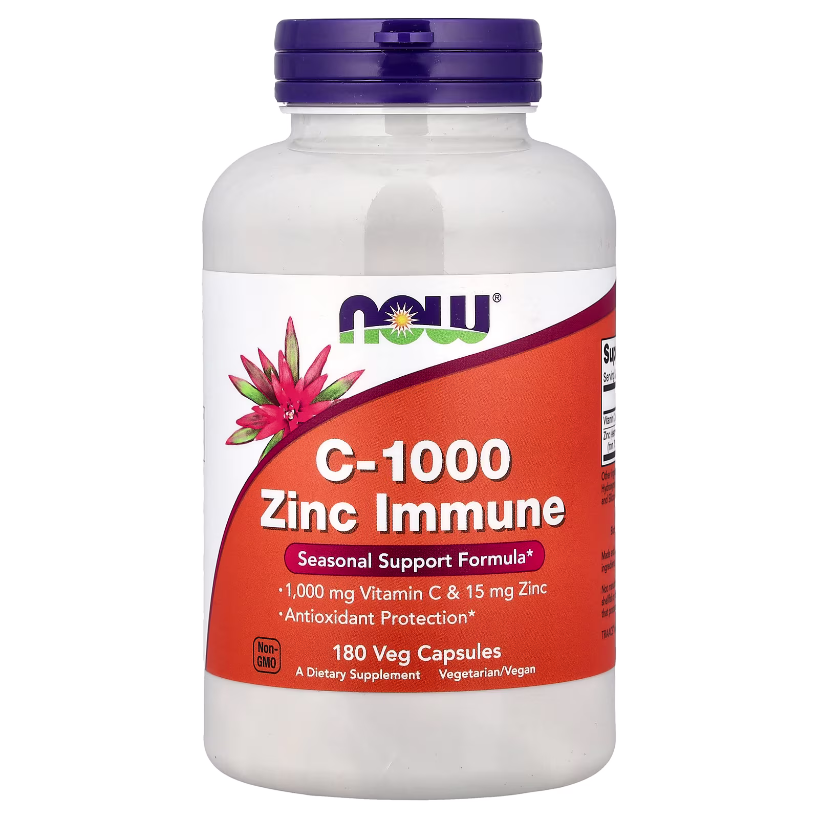 Suplemento inmunitario con vitamina C-1000 y zinc, 180 cápsulas vegetales, NOW Foods