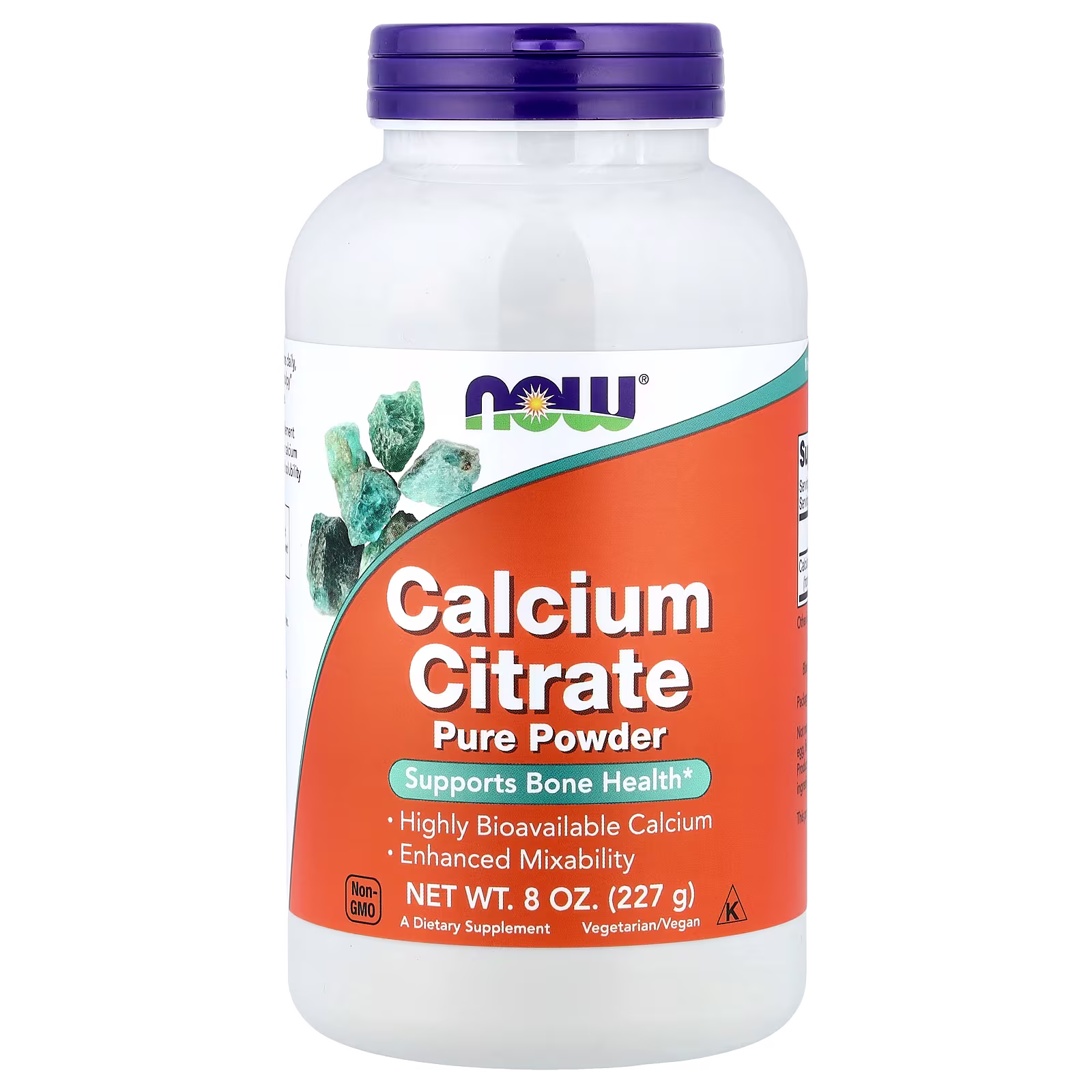 Citrato de calcio en polvo puro, 227 g (8 oz), NOW Foods