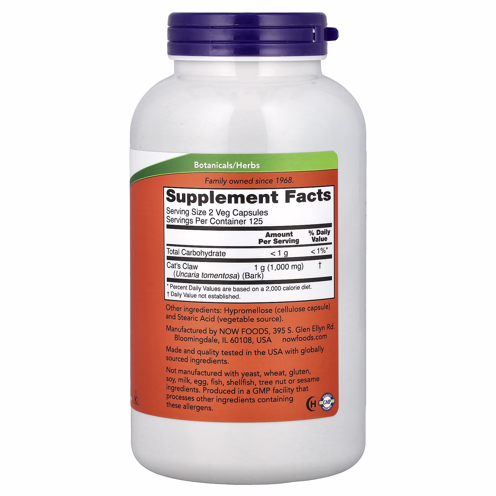 Uña de gato, 500 mg, 250 cápsulas vegetales, NOW Foods