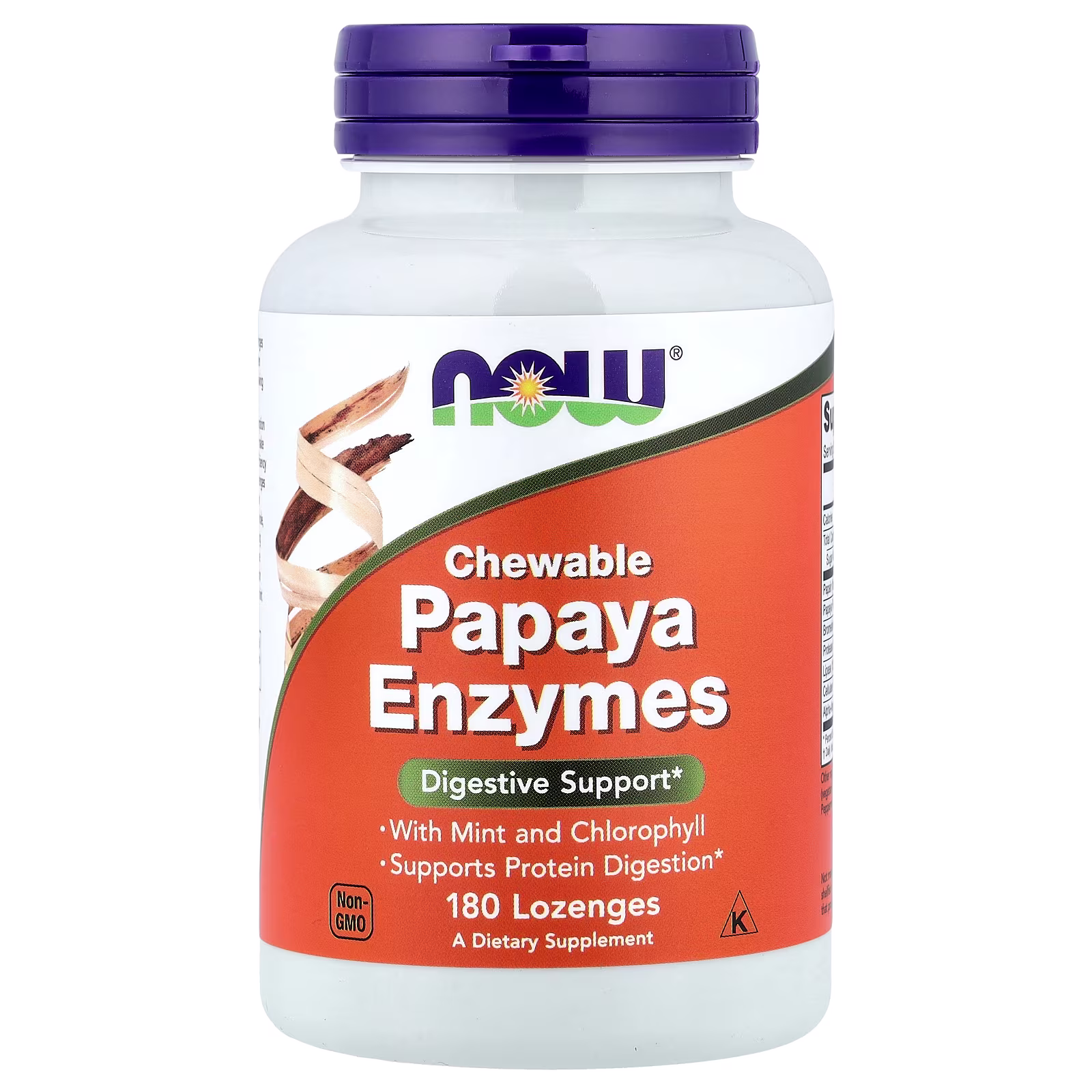 Enzimas de papaya masticables, 180 pastillas, NOW Foods