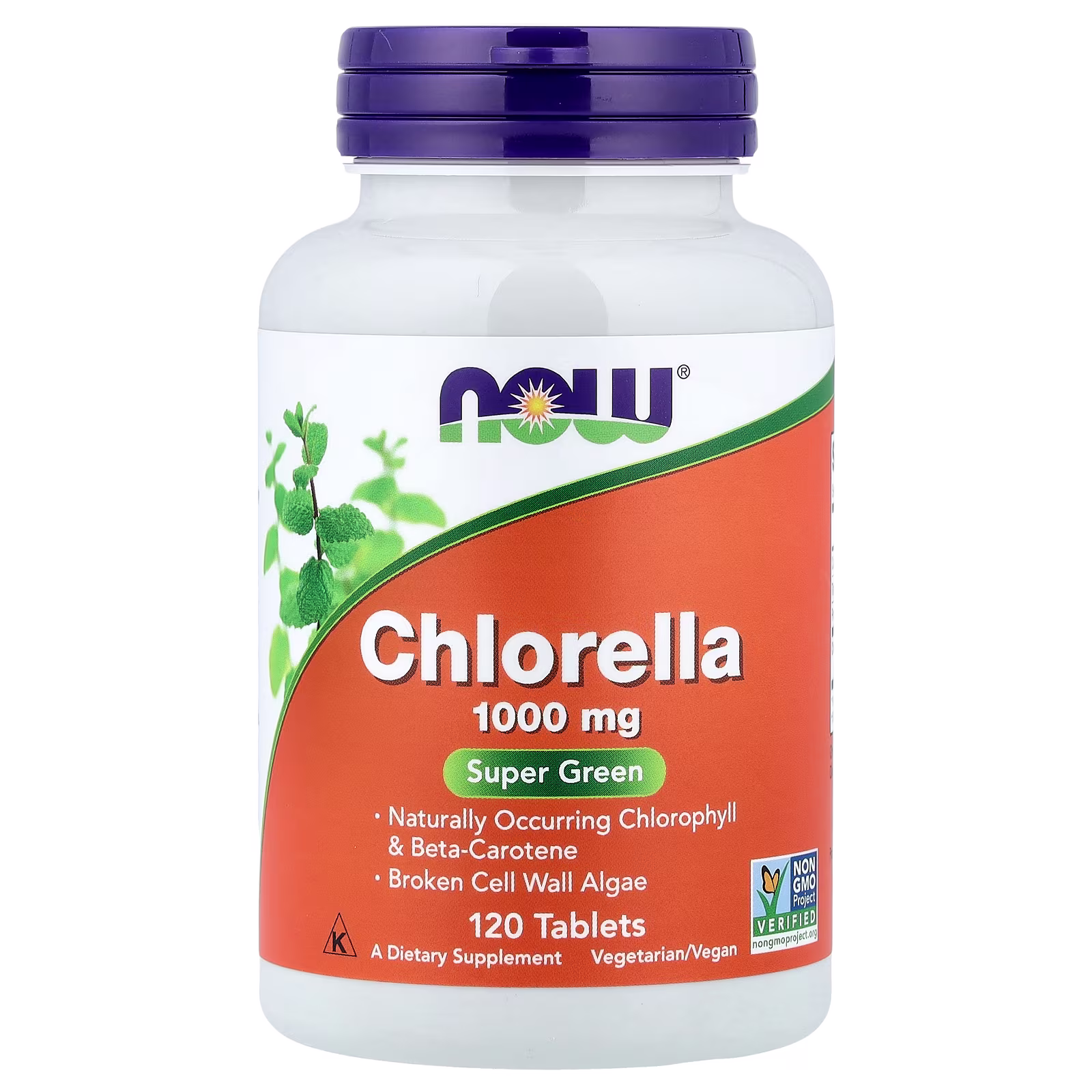 Clorela, 120 tabletas (1 g por tabletas), NOW Foods