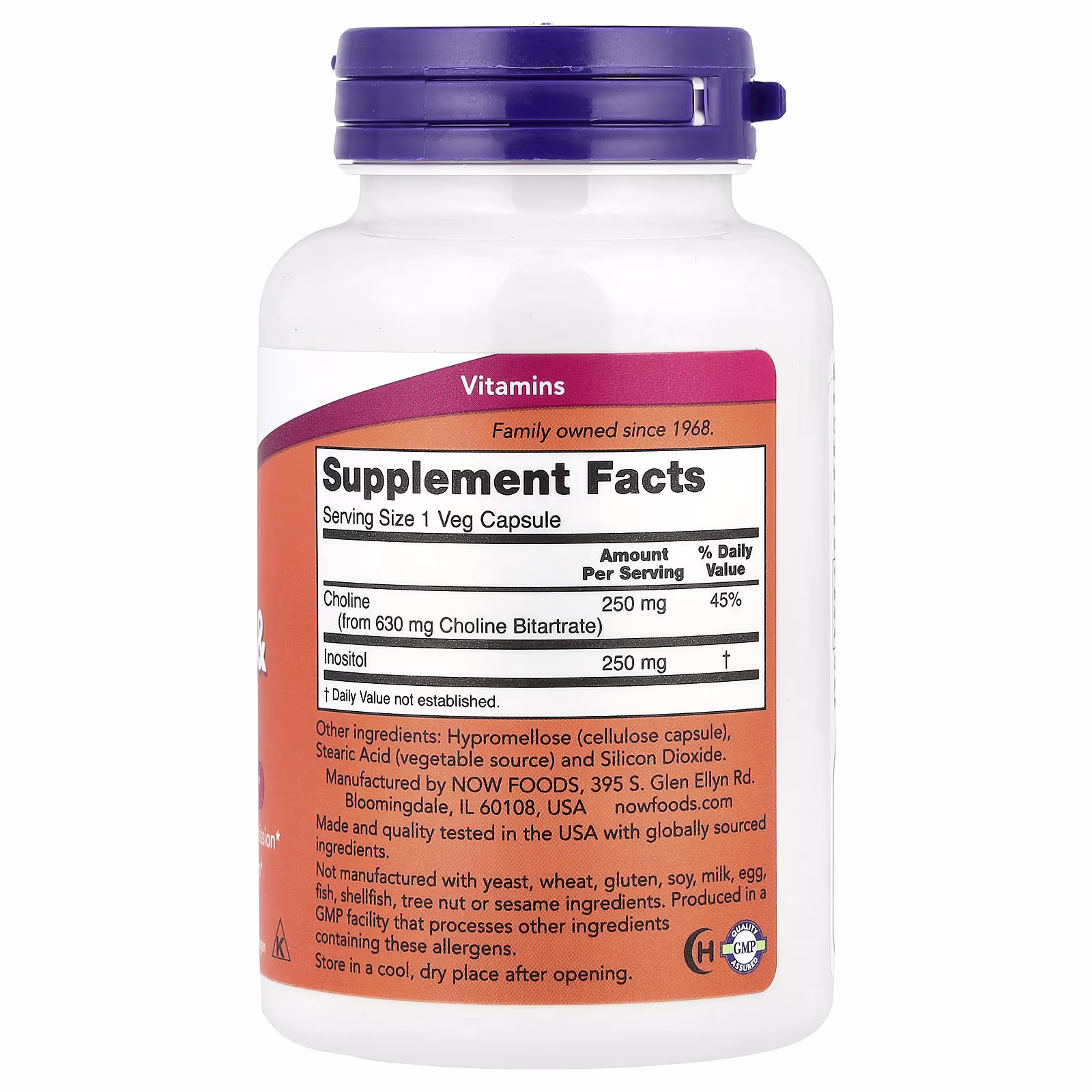 Colina e inositol, 100 cápsulas vegetales, NOW Foods
