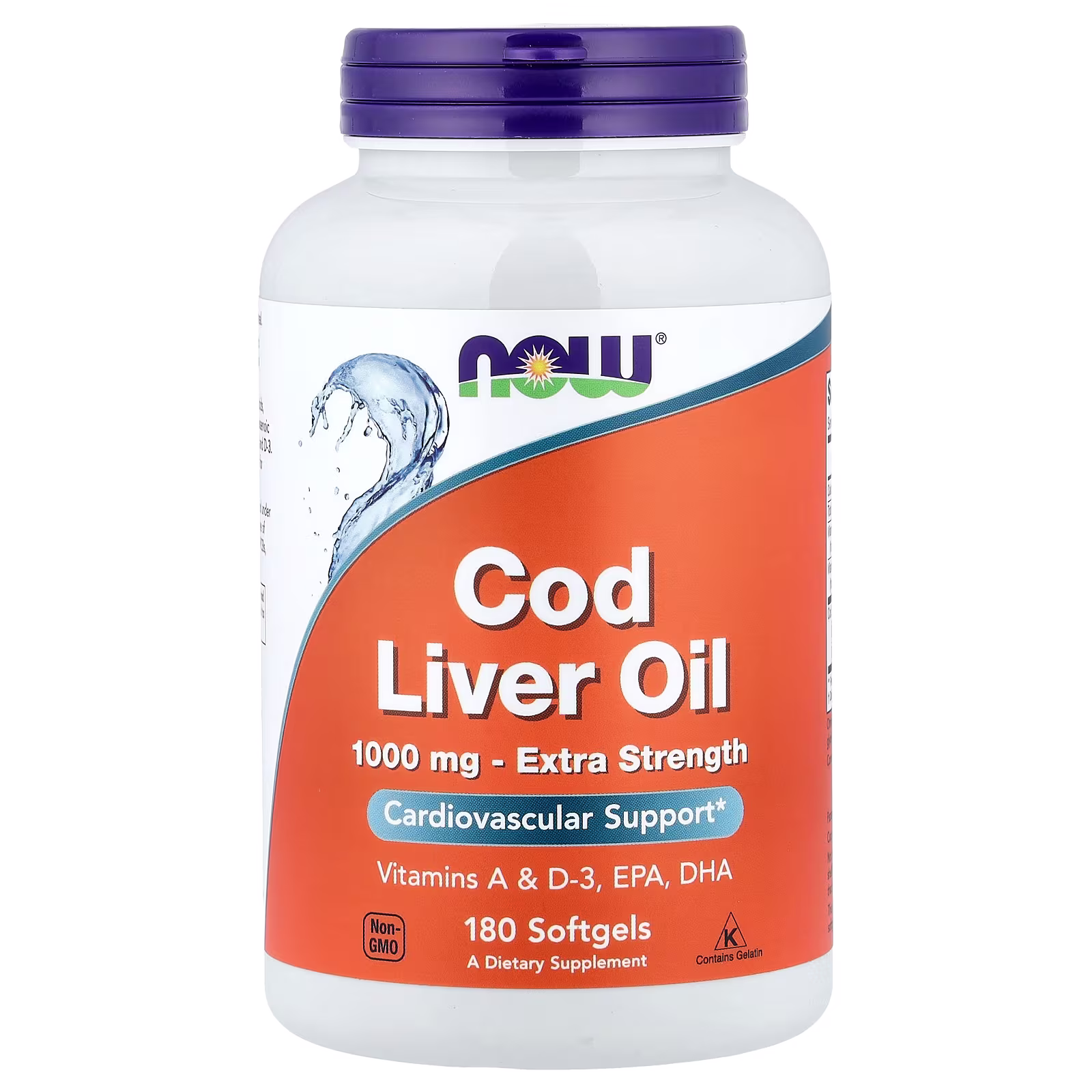 Aceite de hígado de bacalao, 1000 mg, 180 cápsulas blandas, NOW Foods
