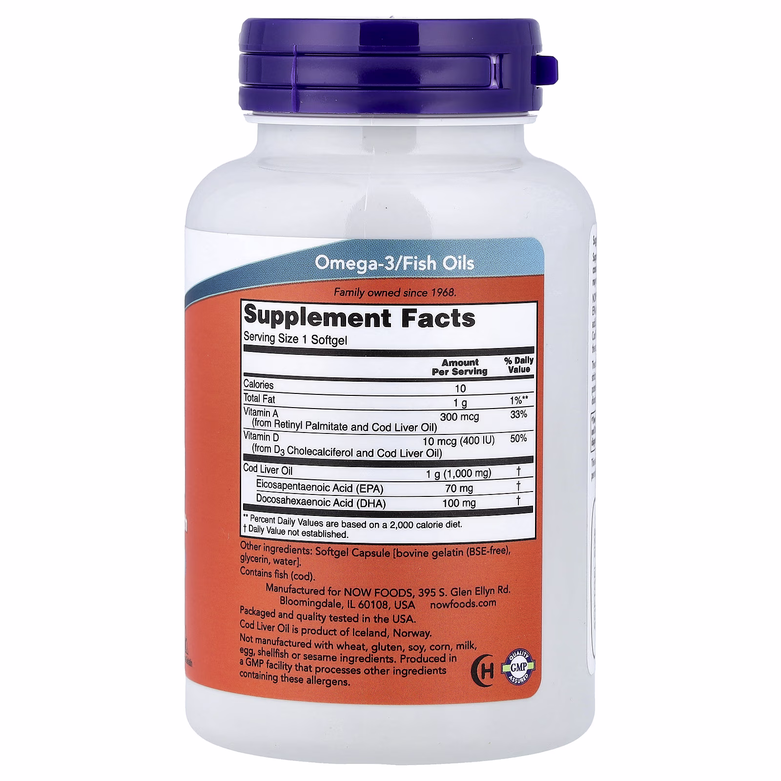Aceite de hígado de bacalao, 1000 mg, 90 cápsulas blandas, NOW Foods