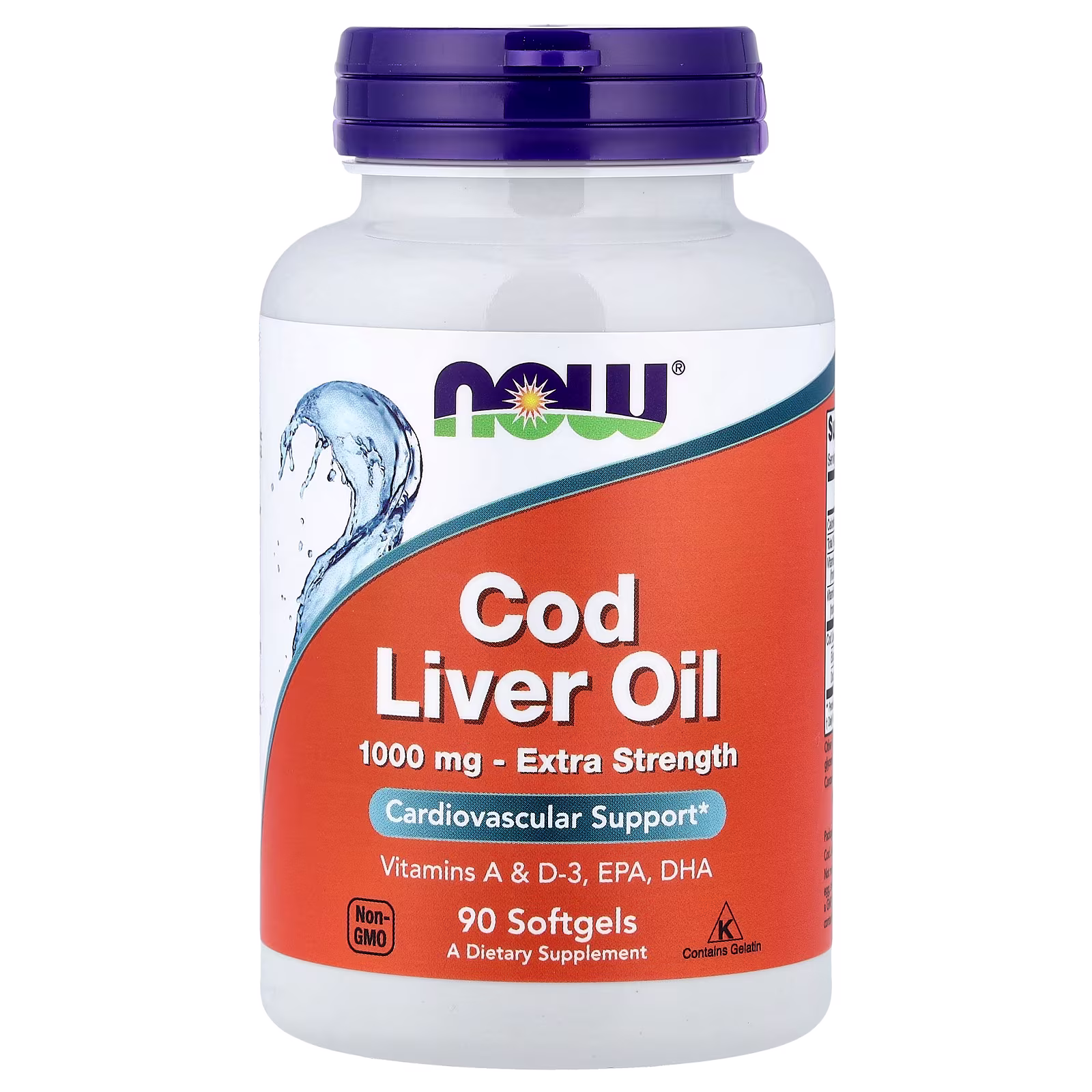 Aceite de hígado de bacalao, 1000 mg, 90 cápsulas blandas, NOW Foods