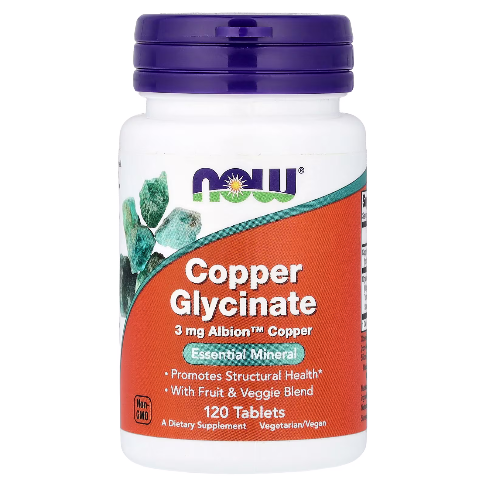 Glicinato de cobre, 3 mg, 120 tabletas, NOW Foods
