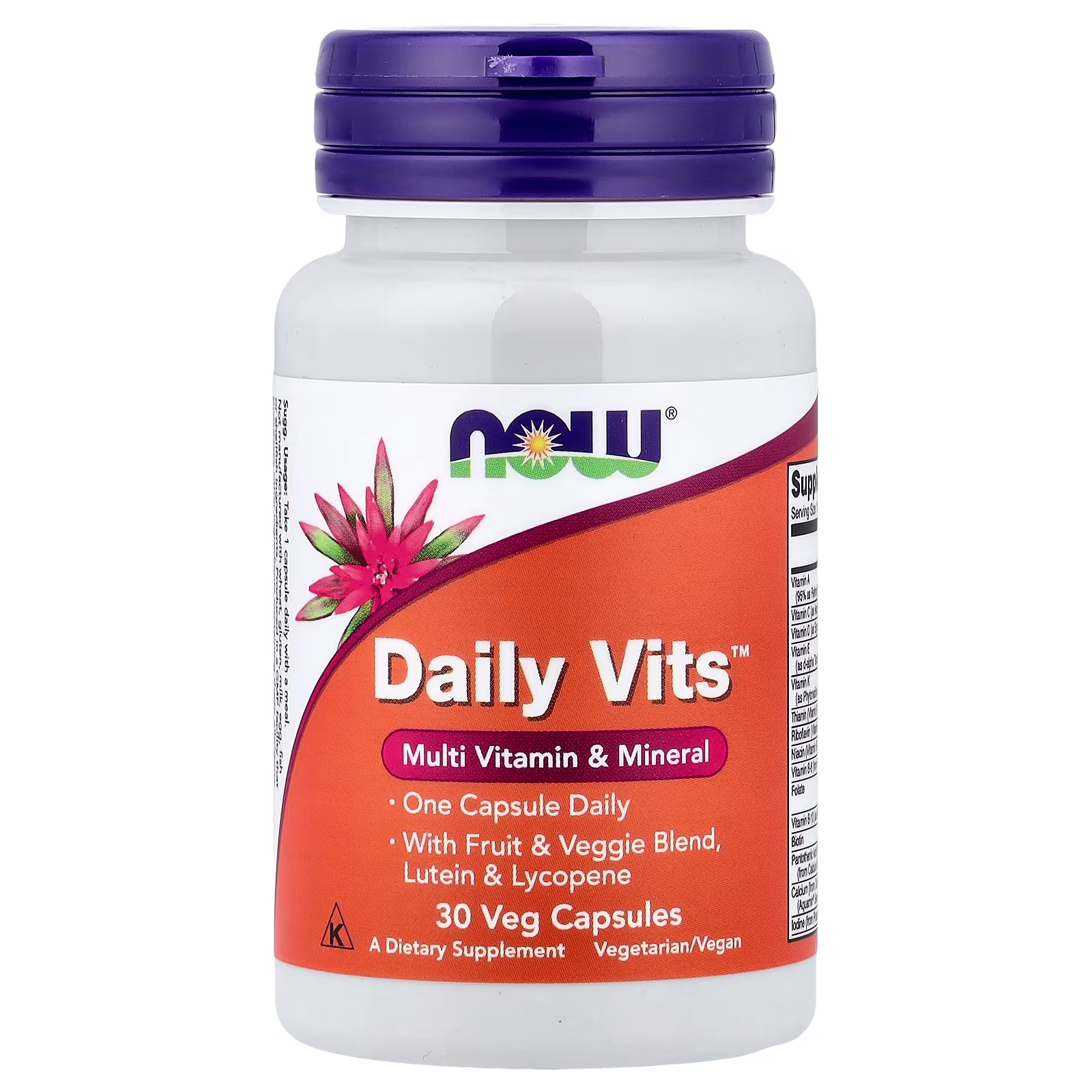 Daily Vits™, Suplemento multivitamínico y multimineral, 30 cápsulas vegetales, NOW Foods