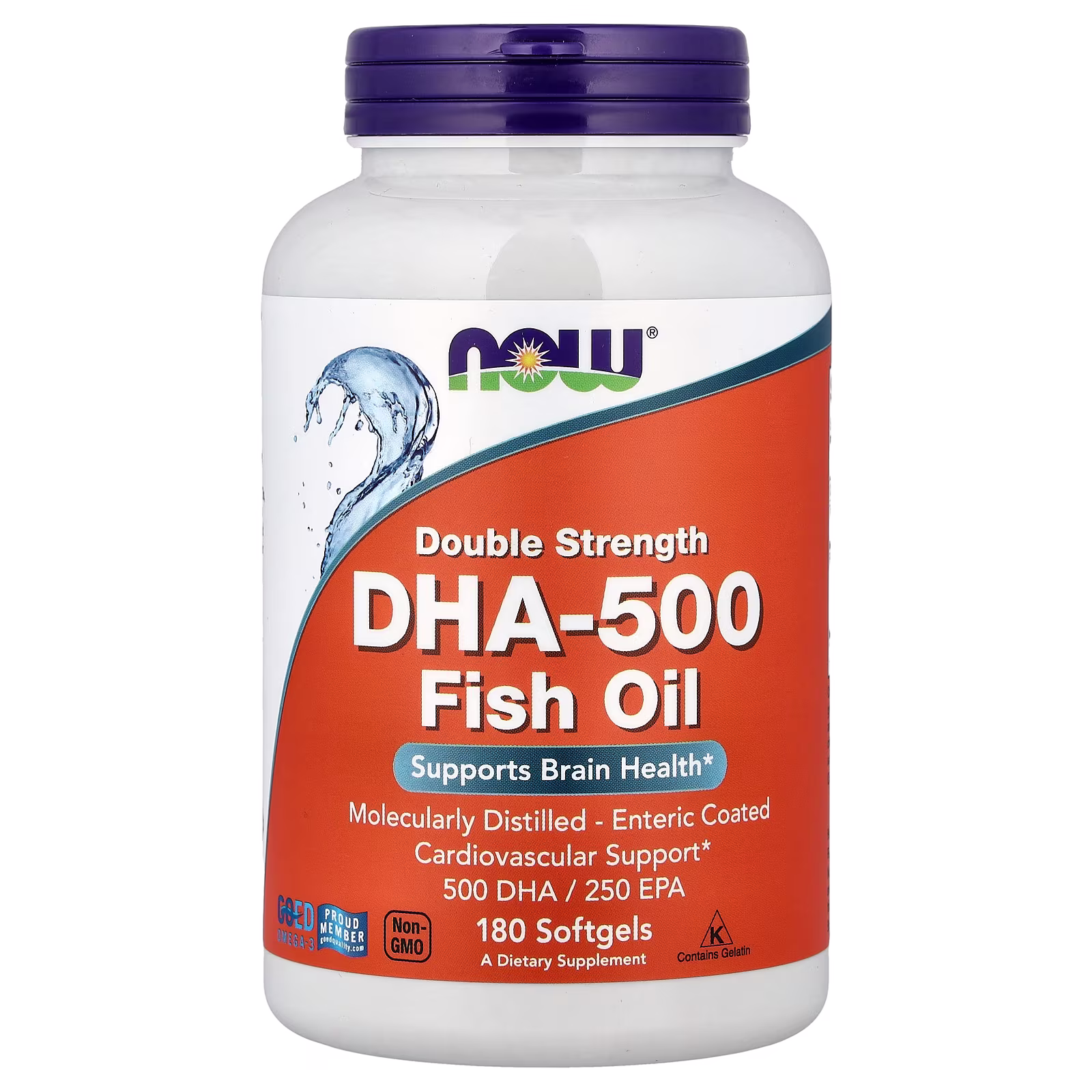 DHA-500, Aceite de pescado, 180 cápsulas blandas, NOW Foods