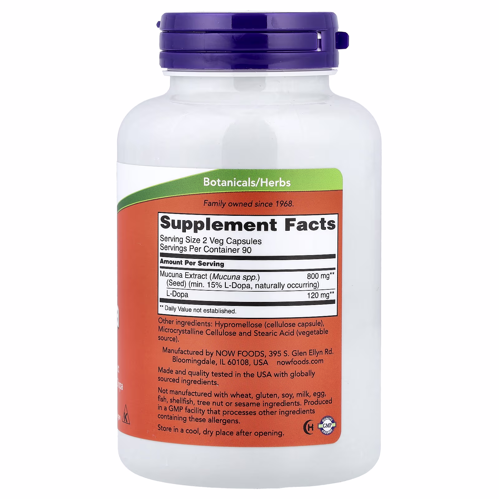 Mucuna Dopa, 180 cápsulas vegetales, NOW Foods