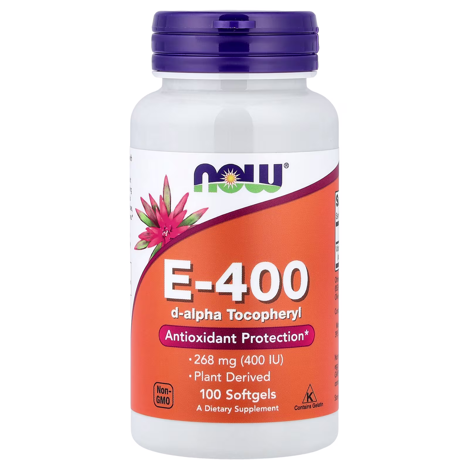 E-400, 268 mg (400 UI), 100 cápsulas blandas, NOW Foods