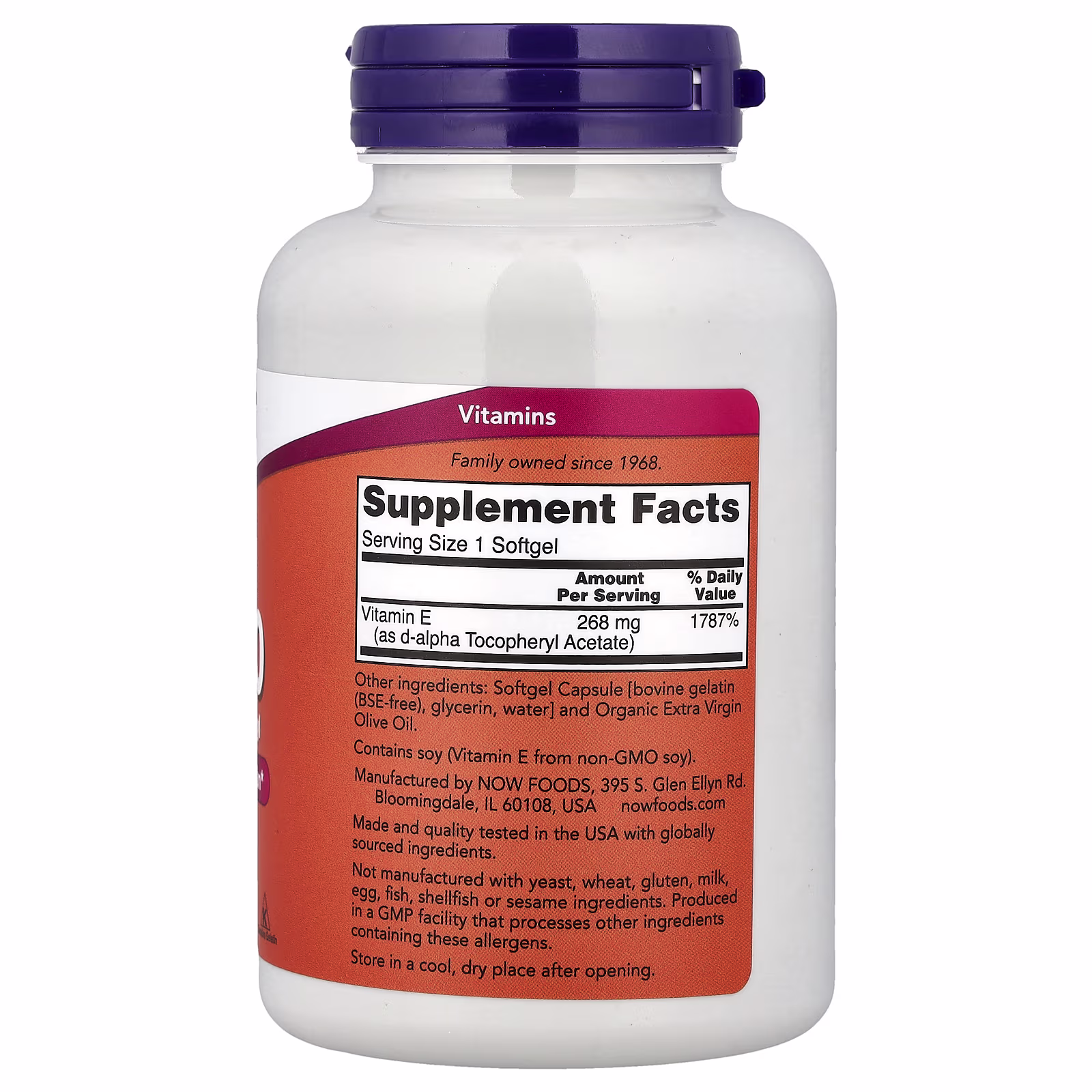E-400, 268 mg (400 UI), 250 cápsulas blandas, NOW Foods