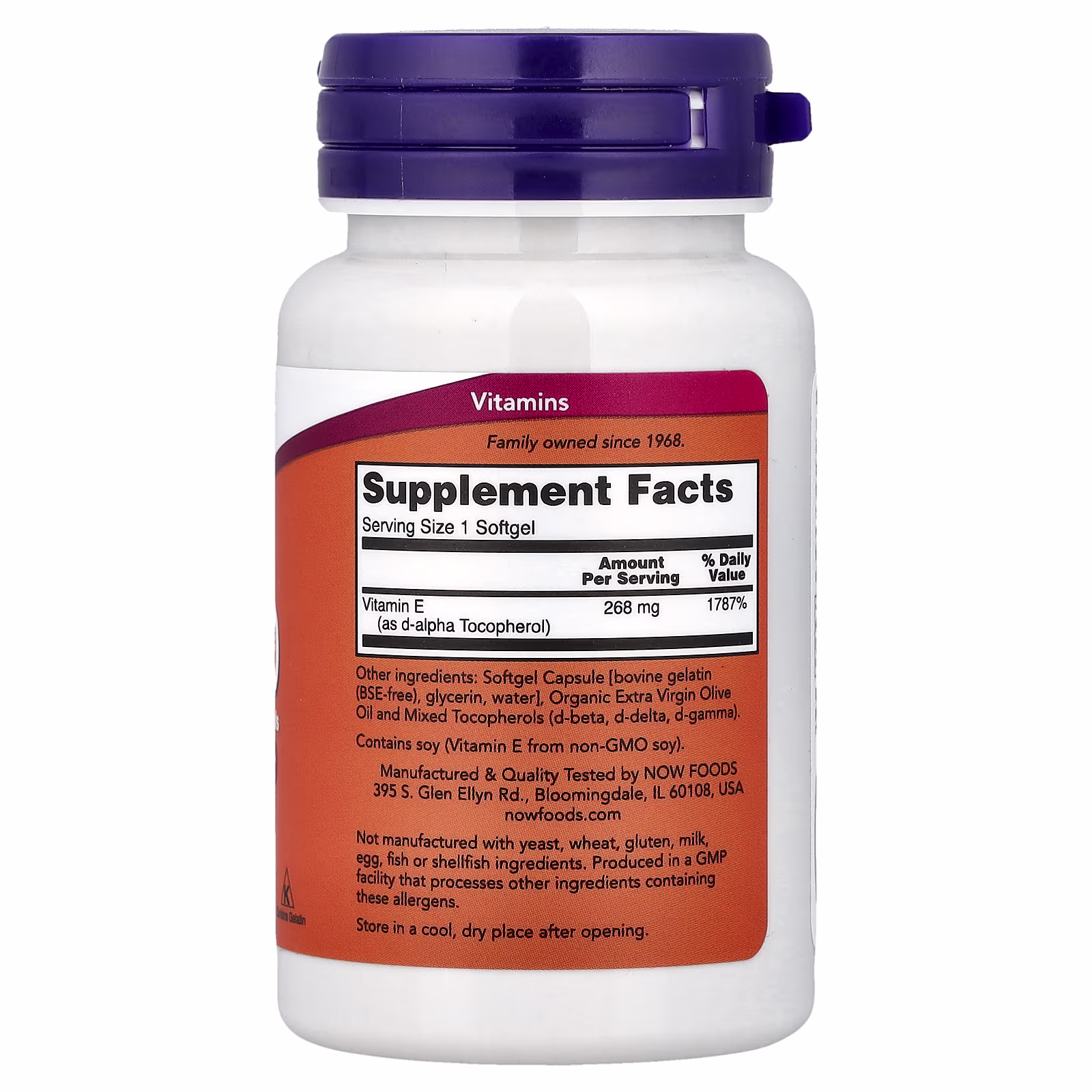 E-400, 268 mg (400 UI), 50 cápsulas blandas, NOW Foods