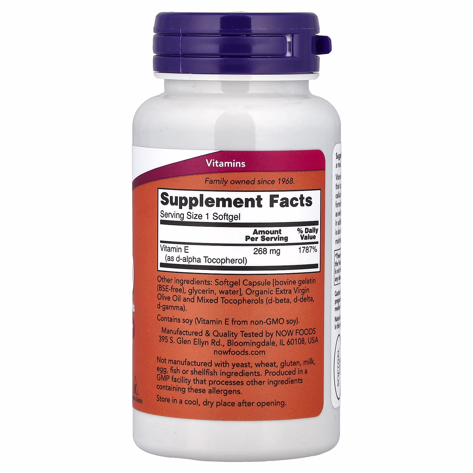 E-400 con tocoferoles mixtos, 268 mg (400 UI), 100 cápsulas blandas, NOW Foods