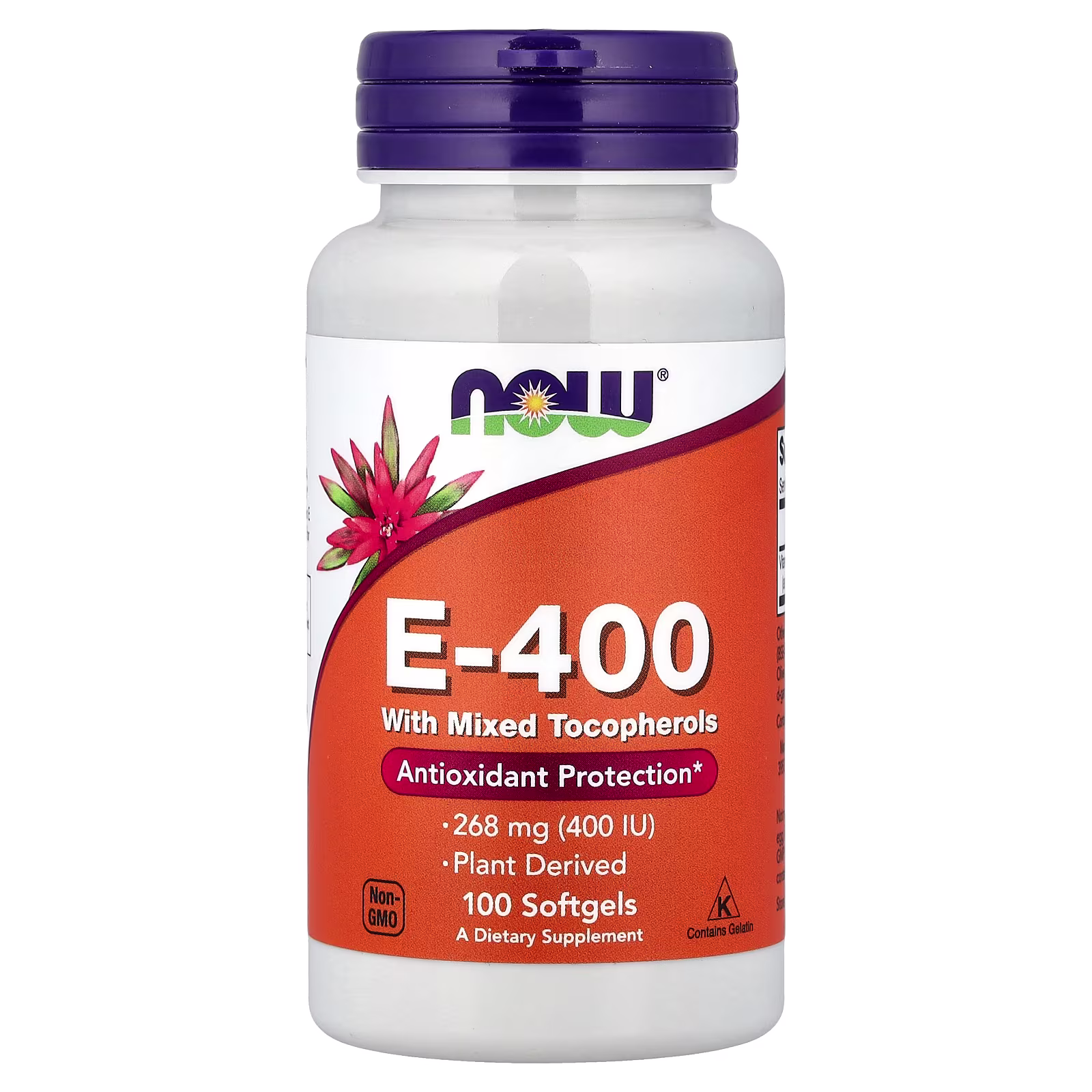 E-400 con tocoferoles mixtos, 268 mg (400 UI), 100 cápsulas blandas, NOW Foods