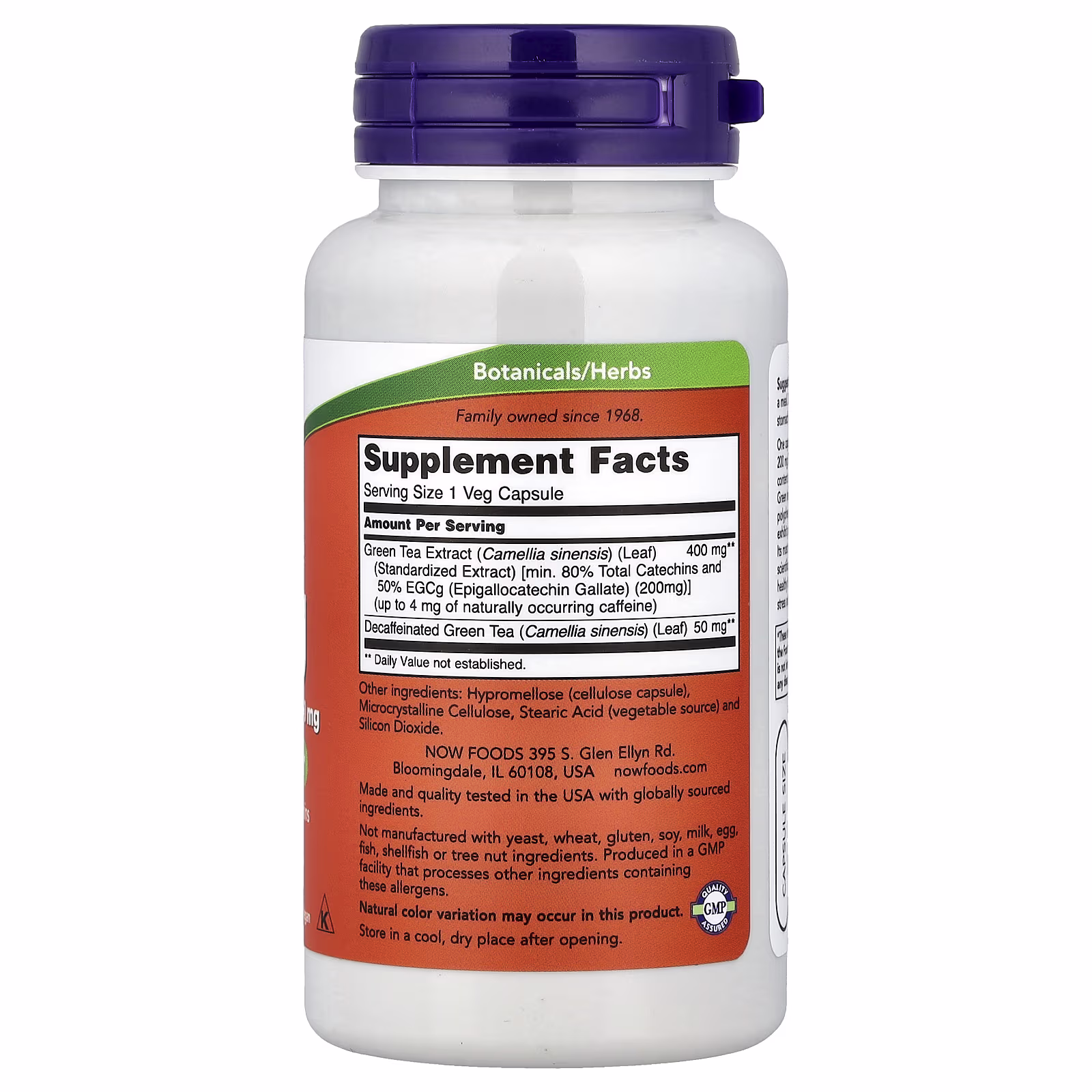 EGCG, Extracto de té verde, 400 mg, 90 cápsulas vegetales, NOW Foods
