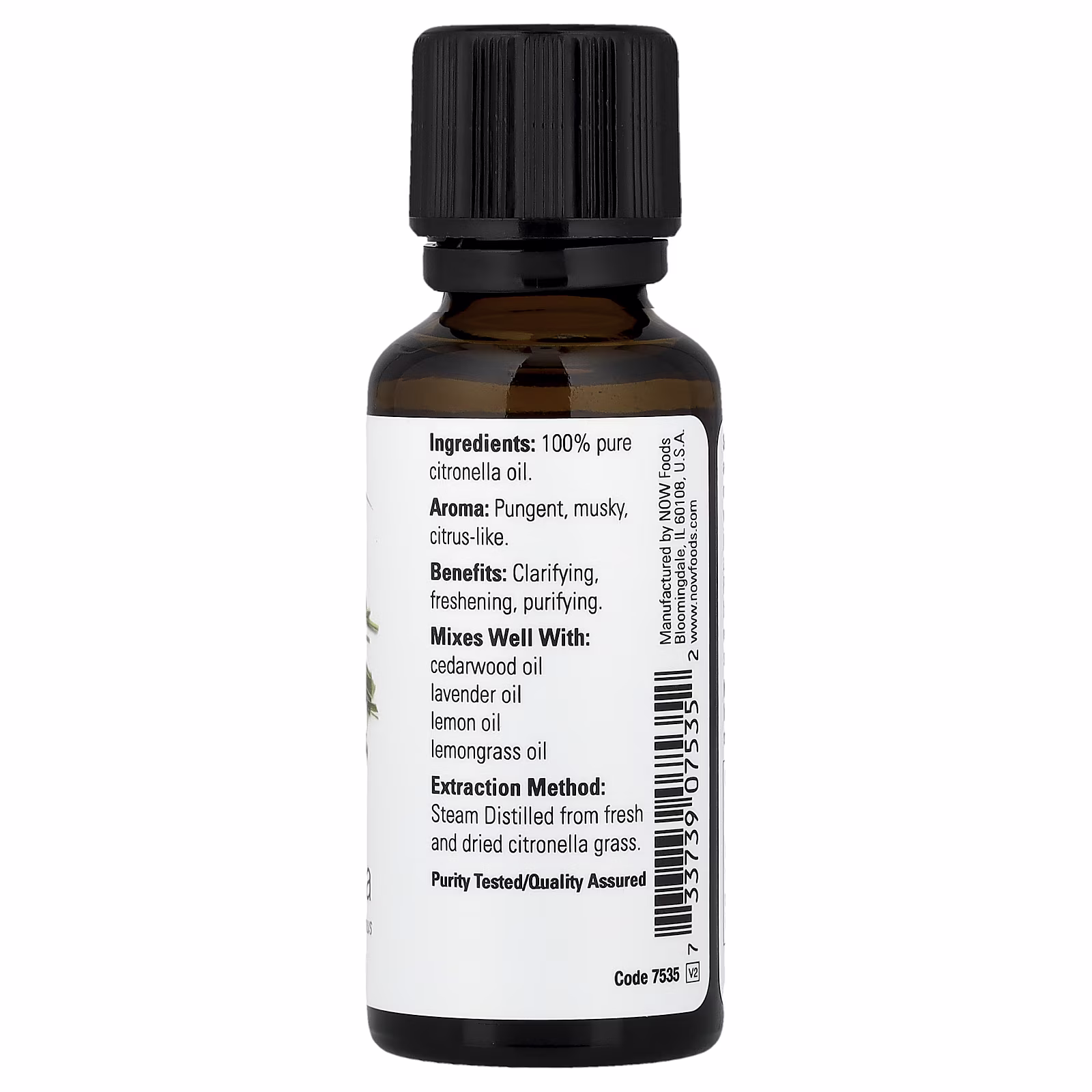 Aceites esenciales, Citronela, 1 fl oz (30 ml), NOW Foods