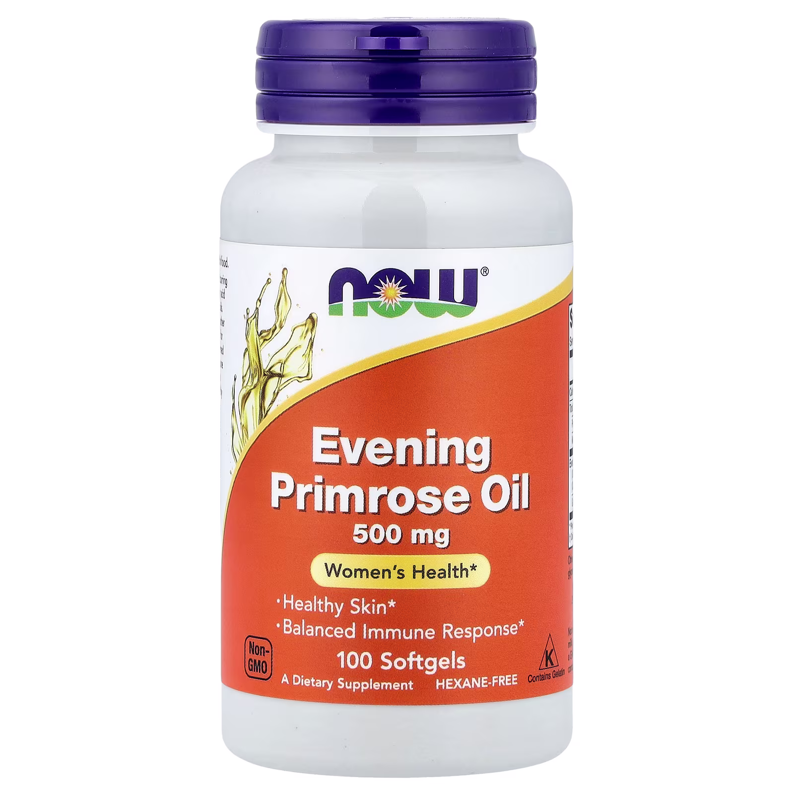 Aceite de onagra, 500 mg, 100 cápsulas blandas, NOW Foods