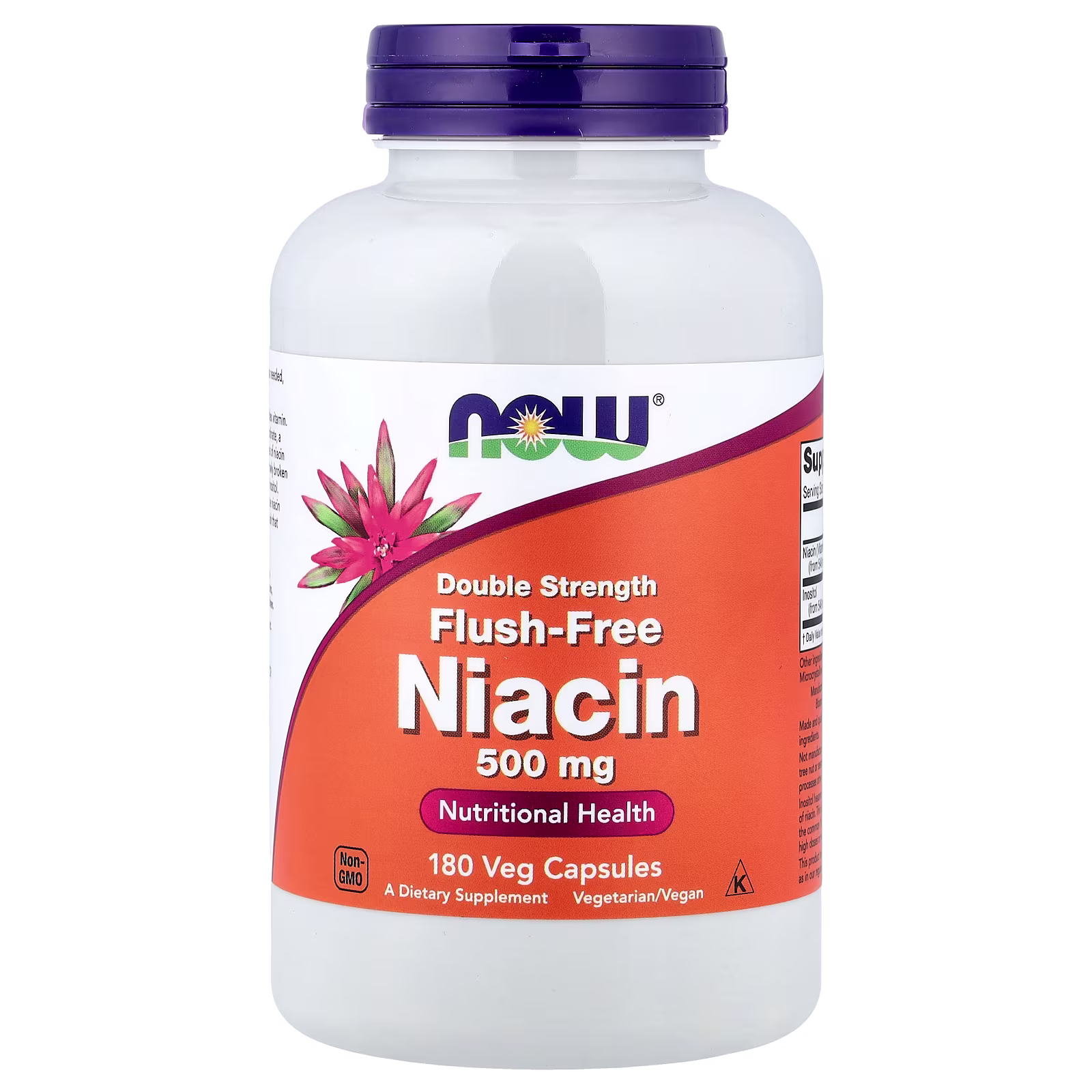 Niacina antienrojecimiento, 500 mg, 180 cápsulas vegetales, NOW Foods