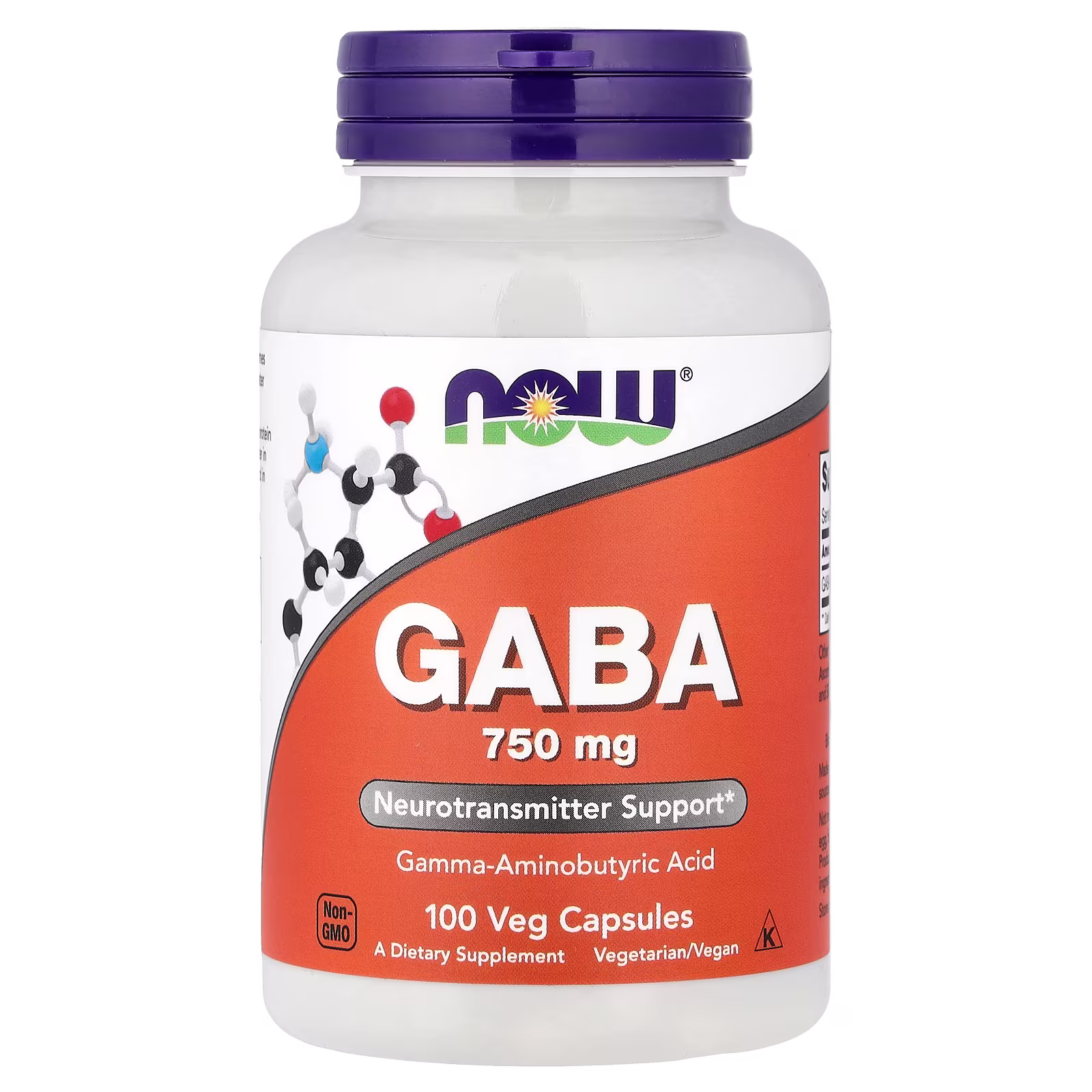 GABA, 750 mg, 100 cápsulas vegetales, NOW Foods