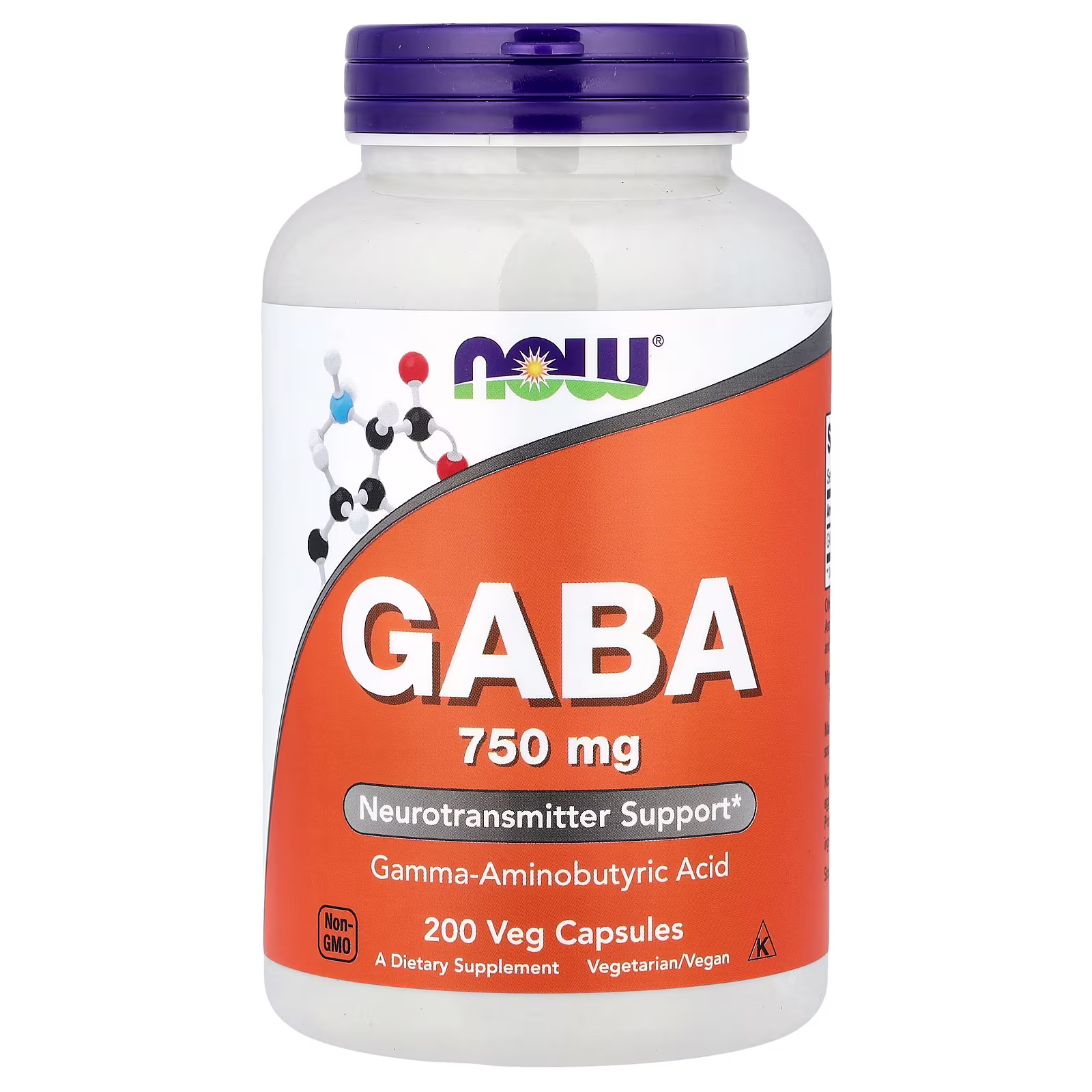 GABA, 750 mg, 200 cápsulas vegetales, NOW Foods
