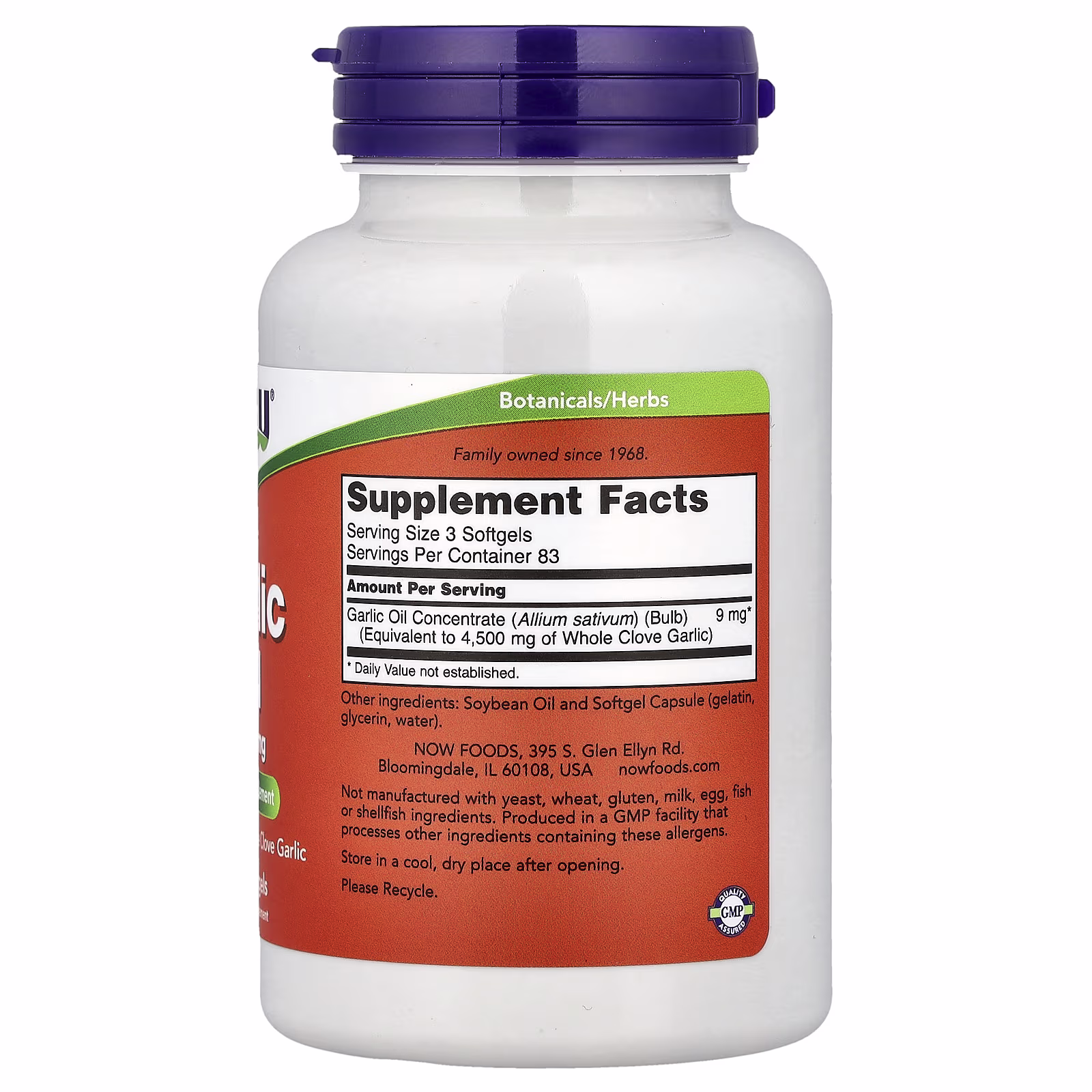 Aceite de ajo, 250 cápsulas blandas (3 mg por cápsula blanda), NOW Foods