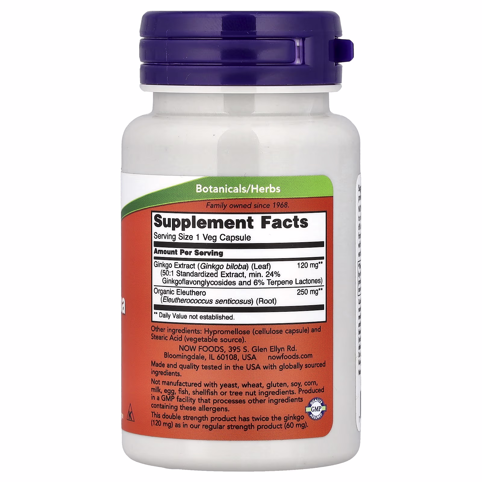 Ginkgo biloba con raíz de ginseng siberiano, 50 cápsulas vegetales, NOW Foods