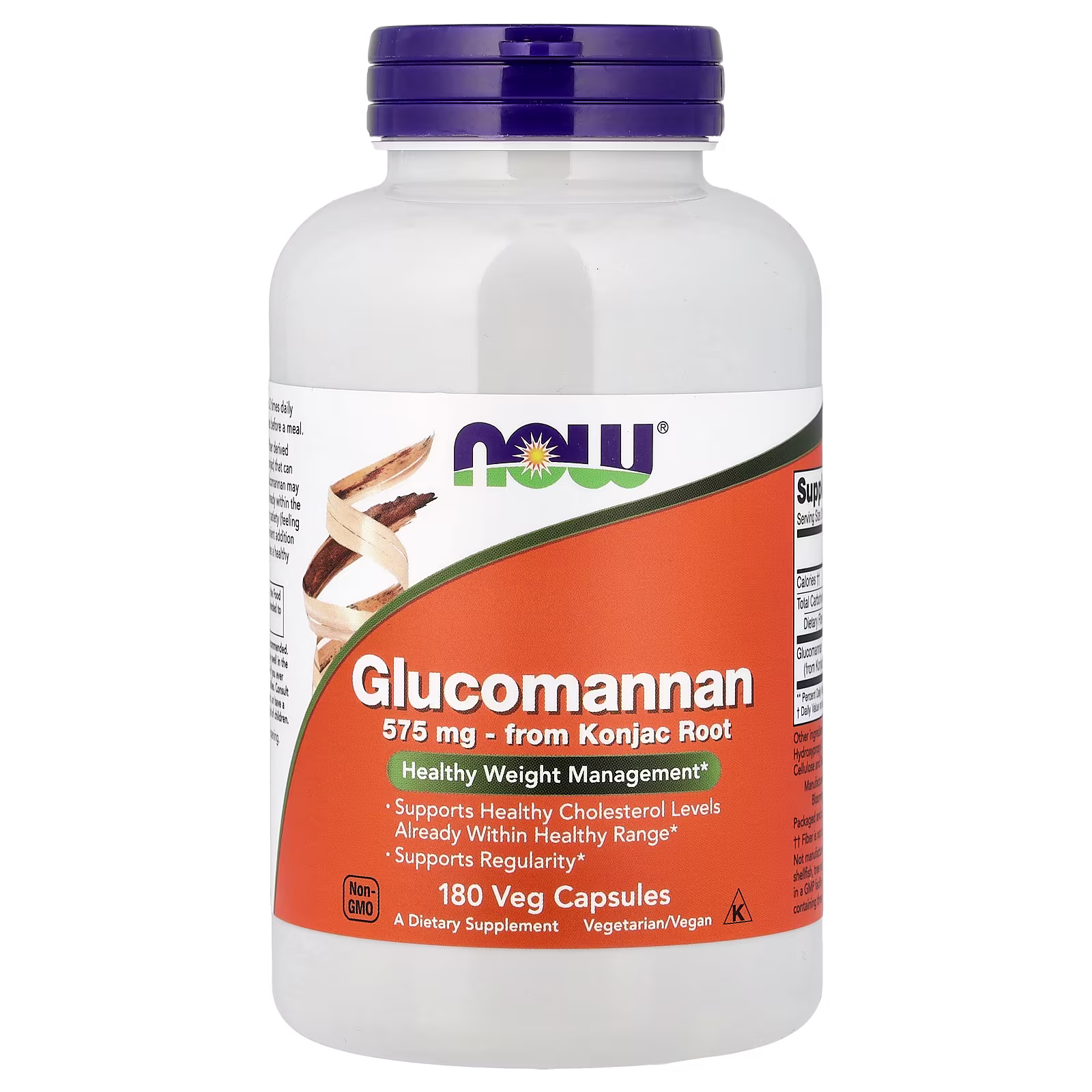 Glucomanano, 575 mg, 180 cápsulas vegetales, NOW Foods