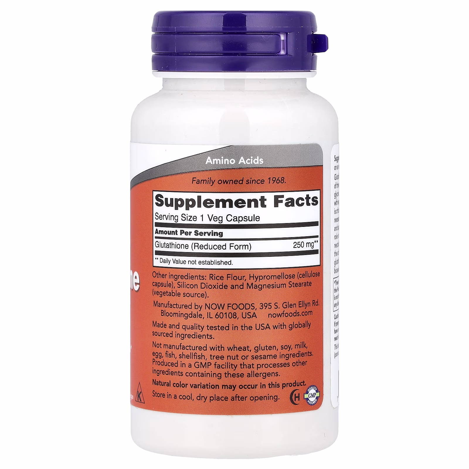Glutatión, 250 mg, 120 cápsulas vegetales, NOW Foods
