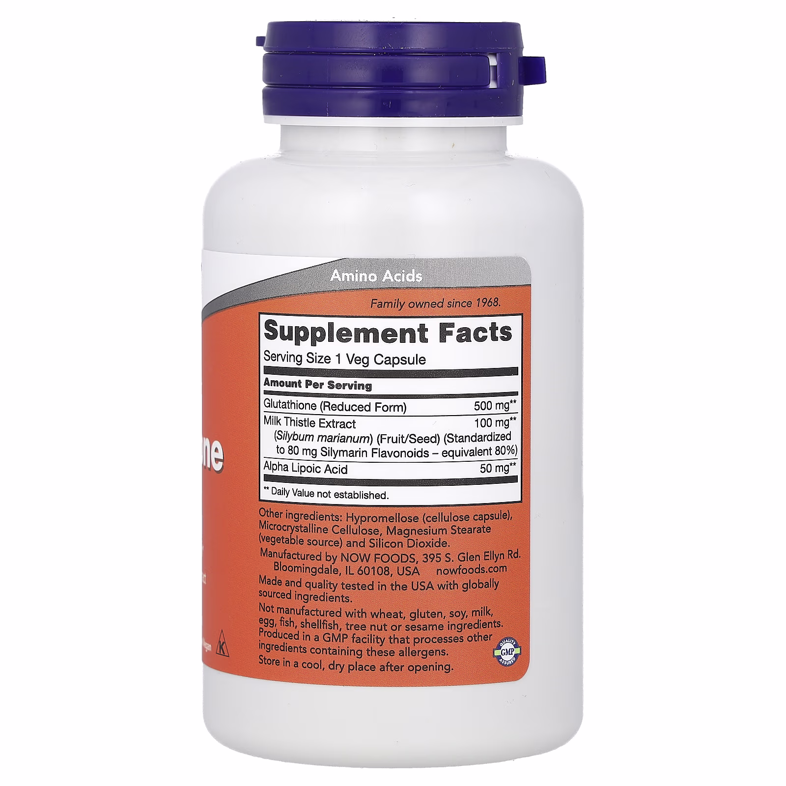 Glutatión con extracto de cardo mariano y ácido alfa-lipoico, 60 cápsulas vegetales, NOW Foods