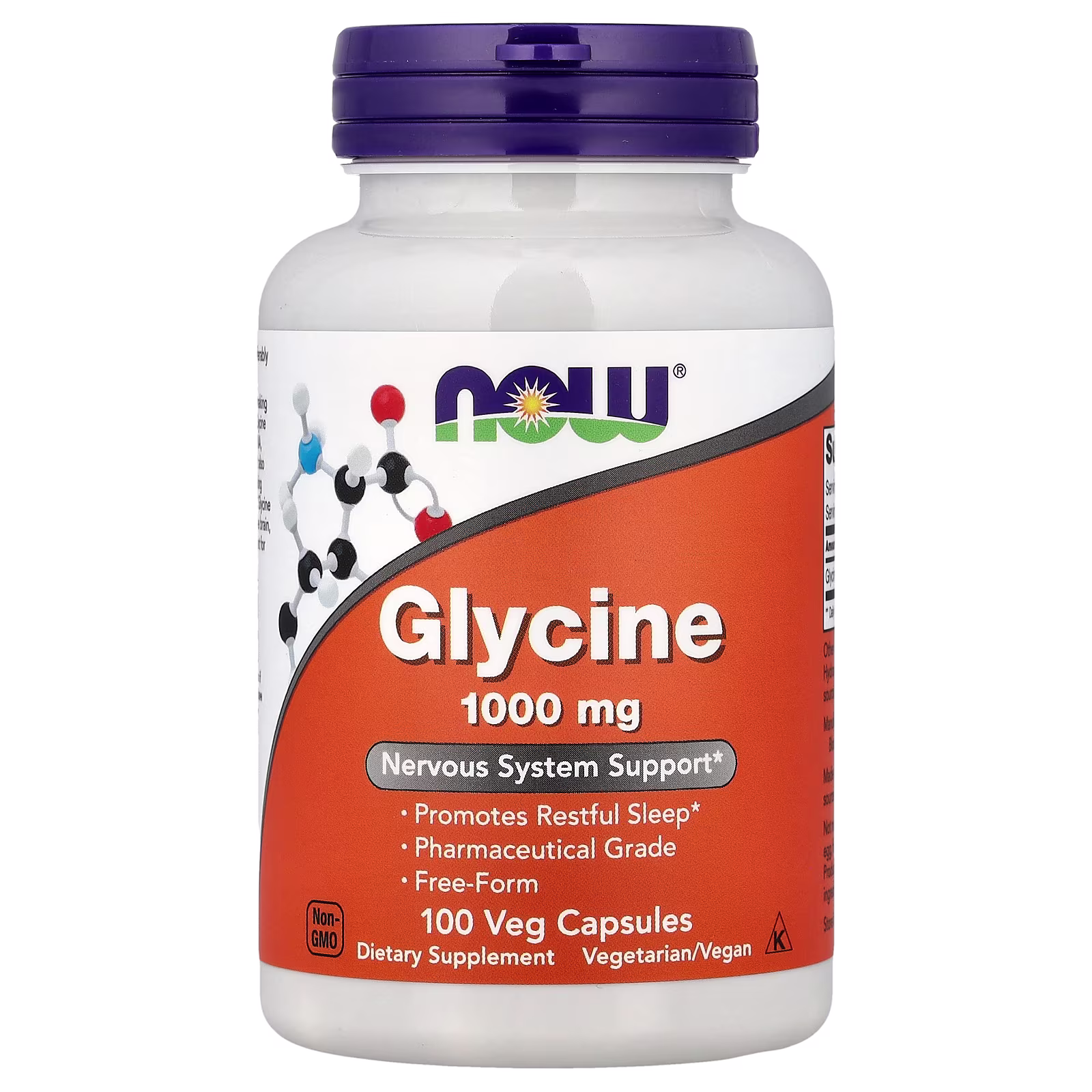 Glicina, 1000 mg, 100 cápsulas vegetales, NOW Foods