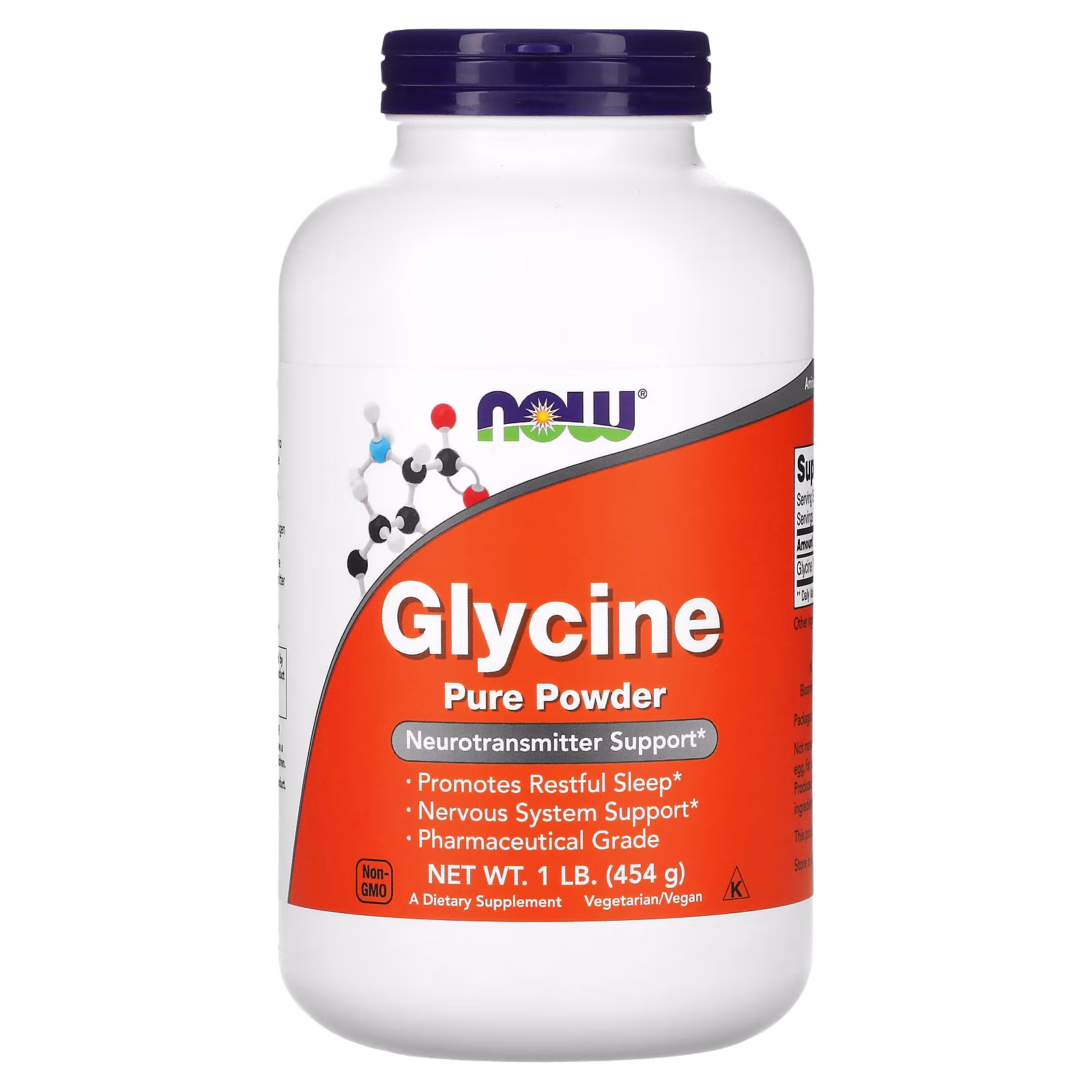 100% Polvo Puro de Glicina, 1 lb (454 g), NOW Foods