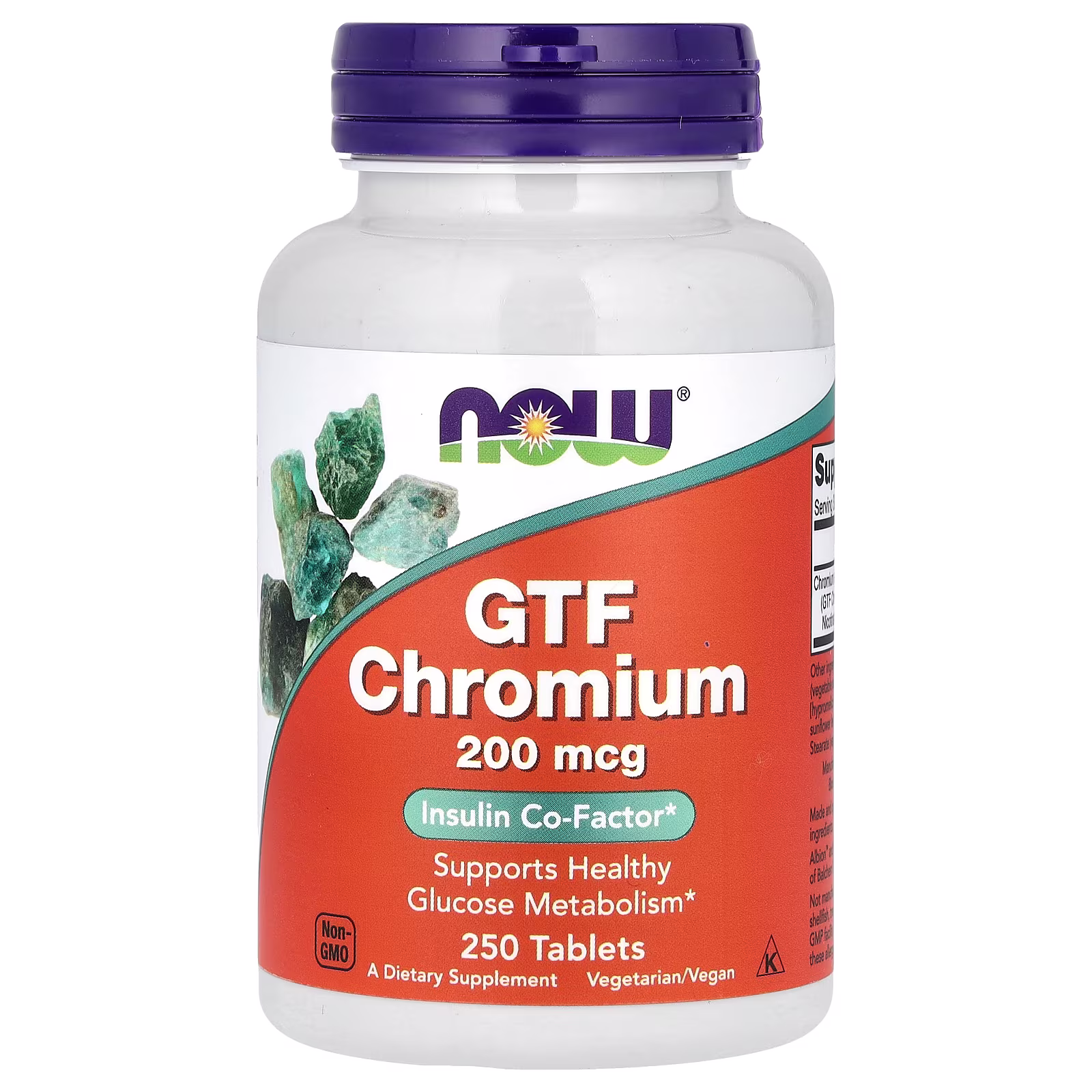 Cromo GTF, 200 mcg, 250 tabletas, NOW Foods