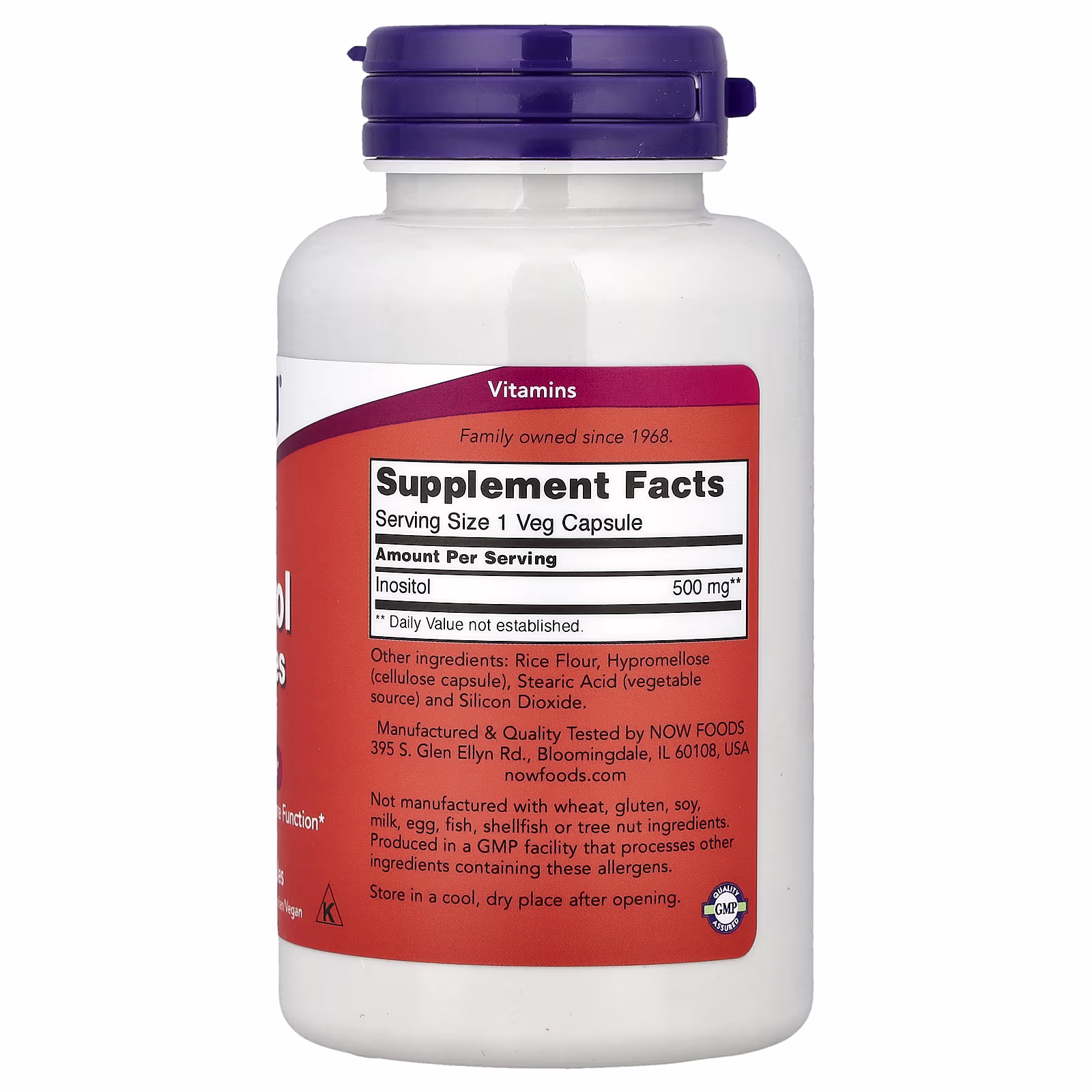 Inositol, 500 mg, 100 cápsulas vegetales, NOW Foods