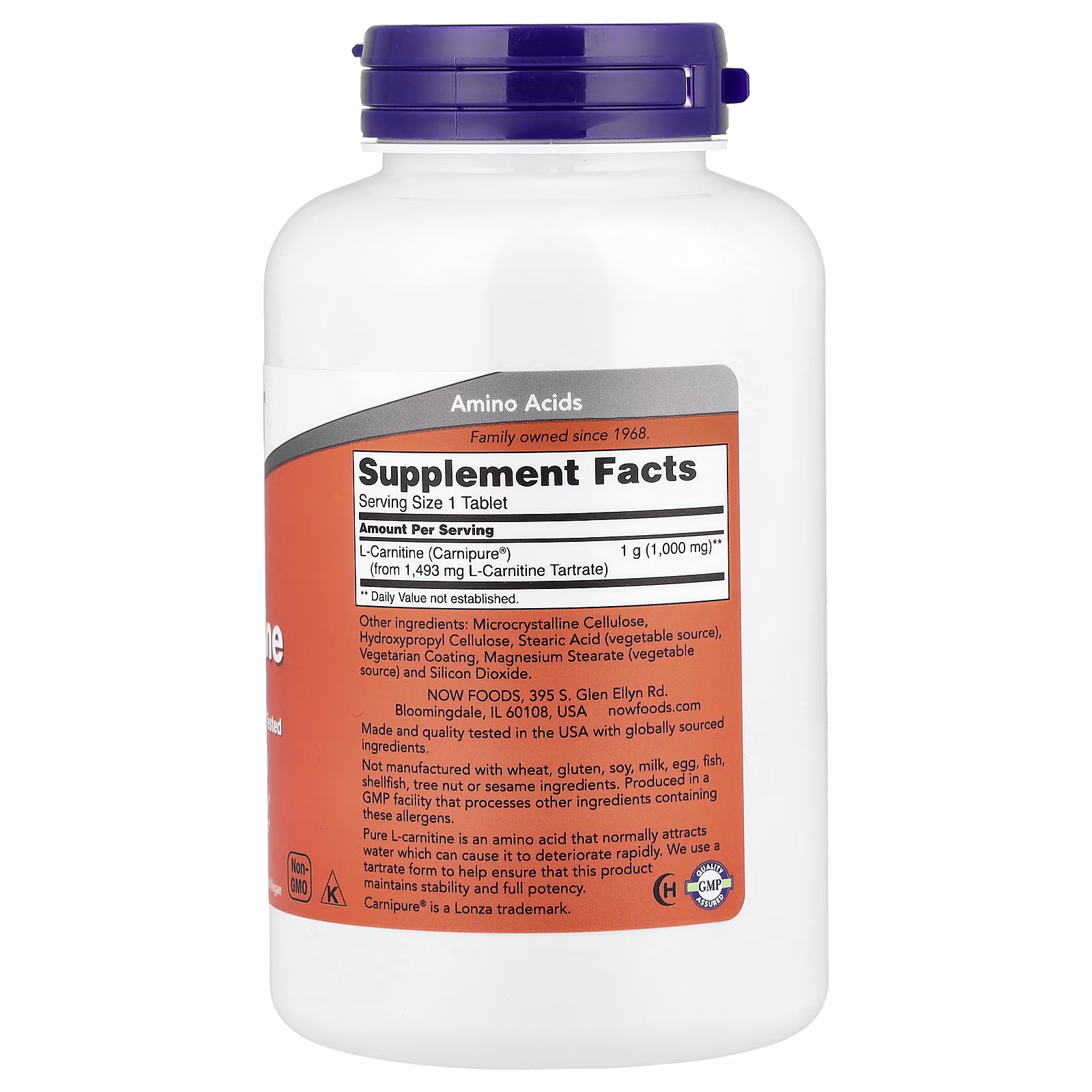 L-carnitina, 1000 mg, 100 tabletas, NOW Foods