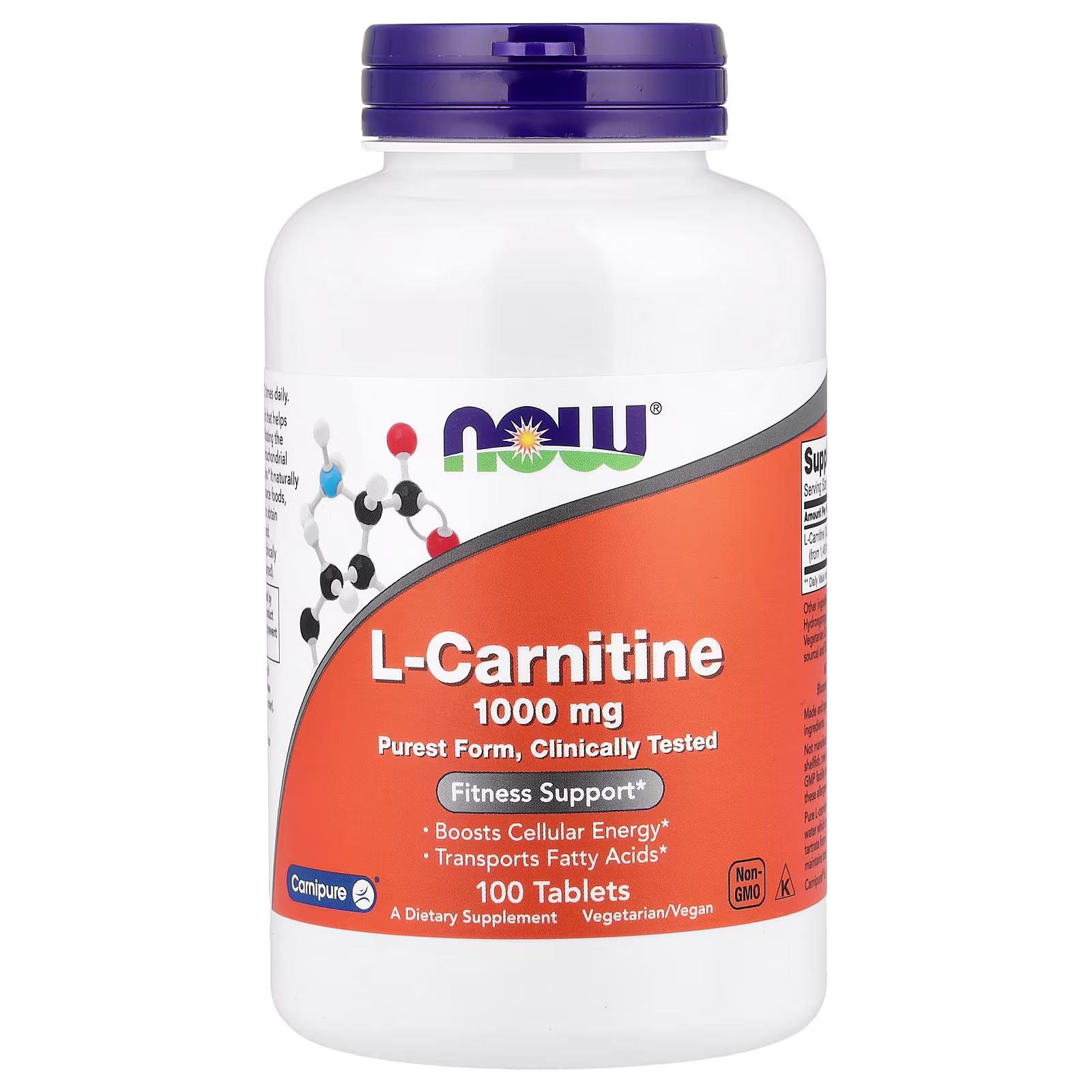 L-carnitina, 1000 mg, 100 tabletas, NOW Foods