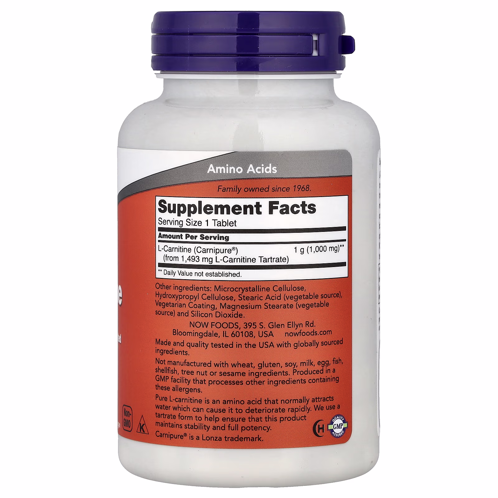 L-carnitina, 1000 mg, 50 tabletas, NOW Foods