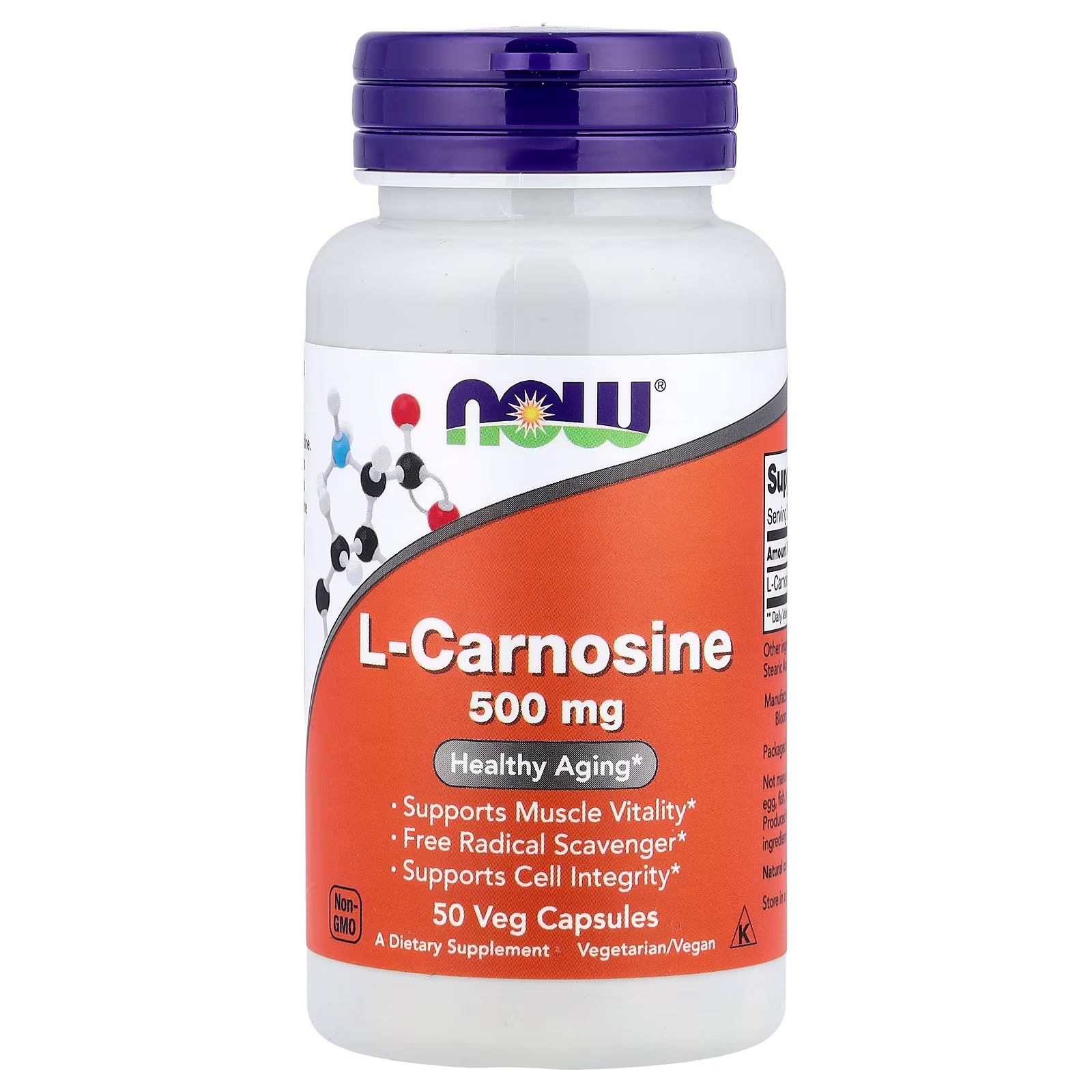 L-carnosina, 500 mg, 50 cápsulas vegetales, NOW Foods