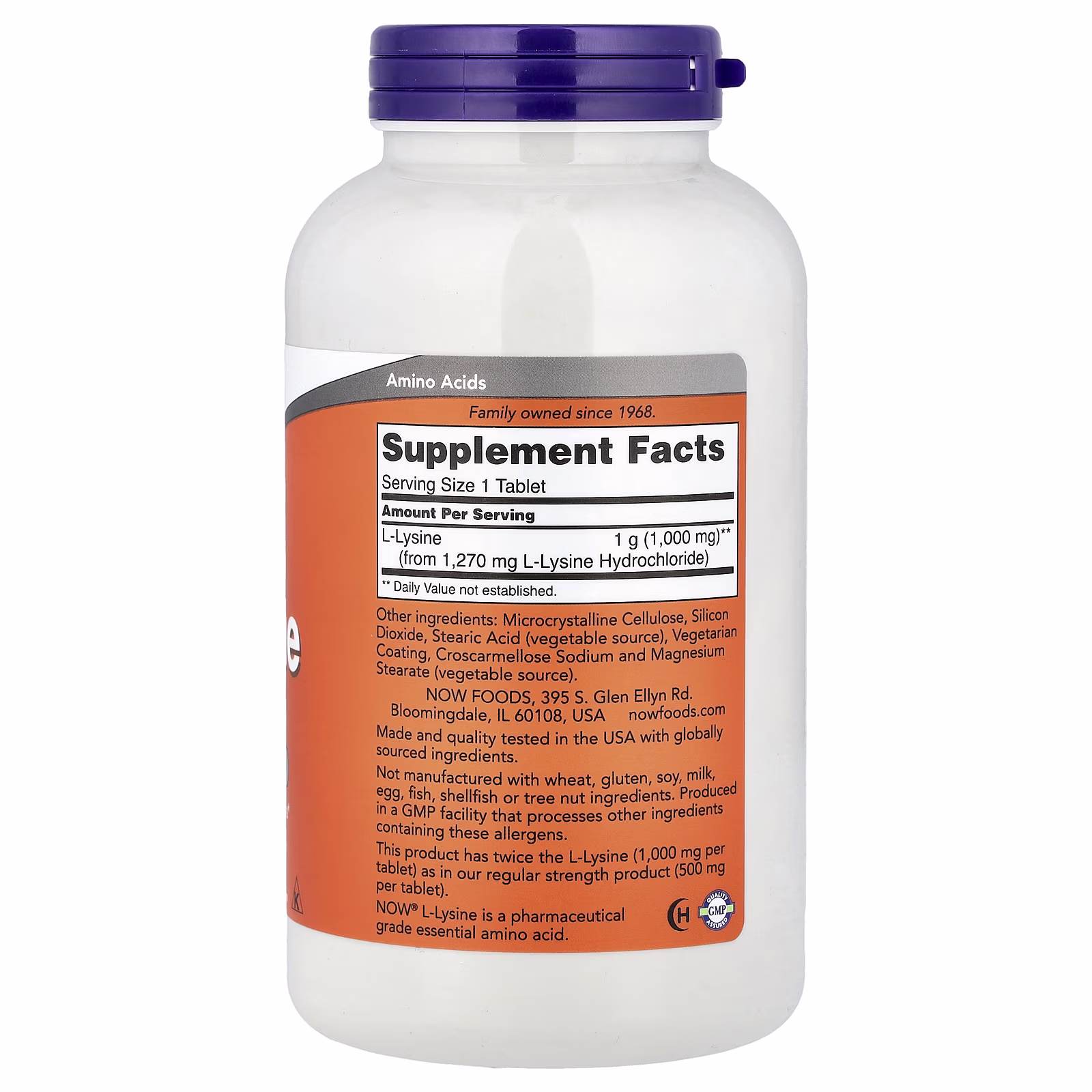 L-lisina, 1000 mg, 250 tabletas, NOW Foods