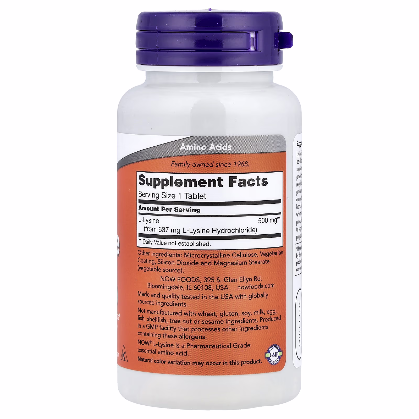 L-lisina, 500 mg, 100 tabletas, NOW Foods