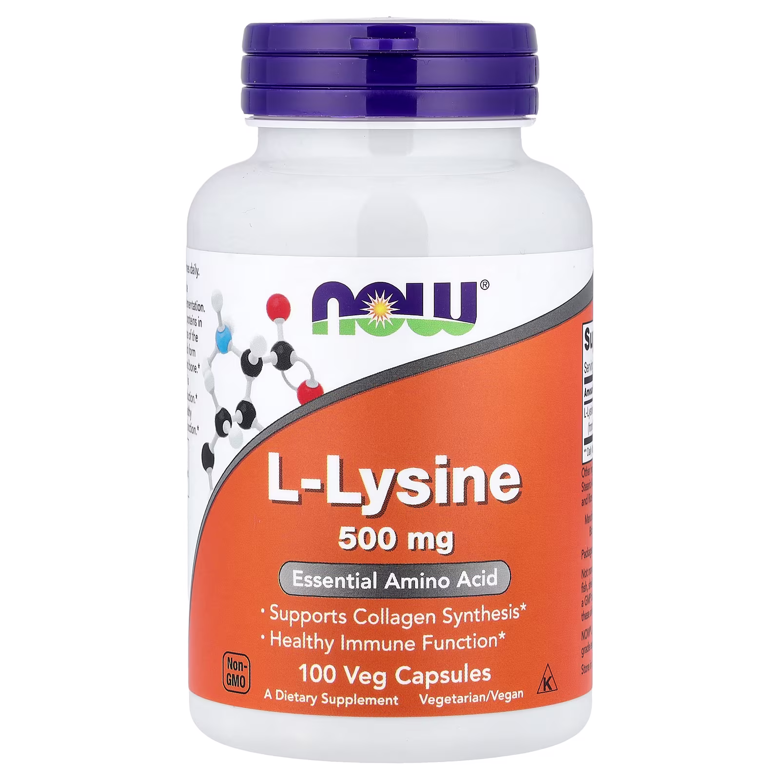 L-lisina, 500 mg, 100 cápsulas vegetales, NOW Foods